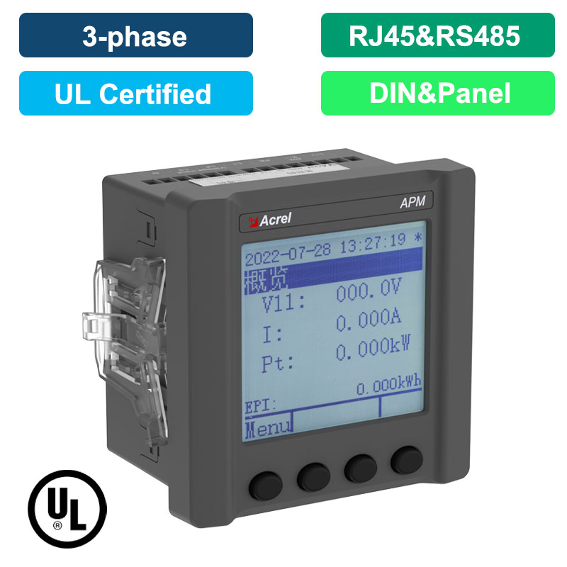 UL Certified 3-Phase Multi-function Panel Energy Meter - APM521