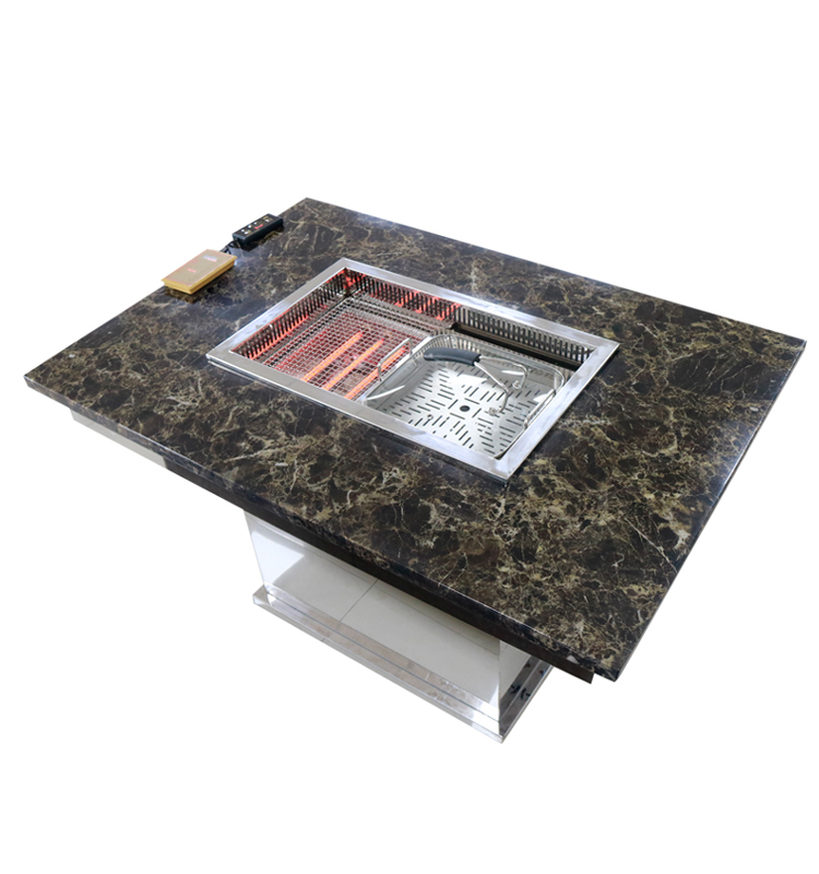 Black gold tube barbecue steam hot pot inegrated equipmentHot pot barbecue table PRODUCT