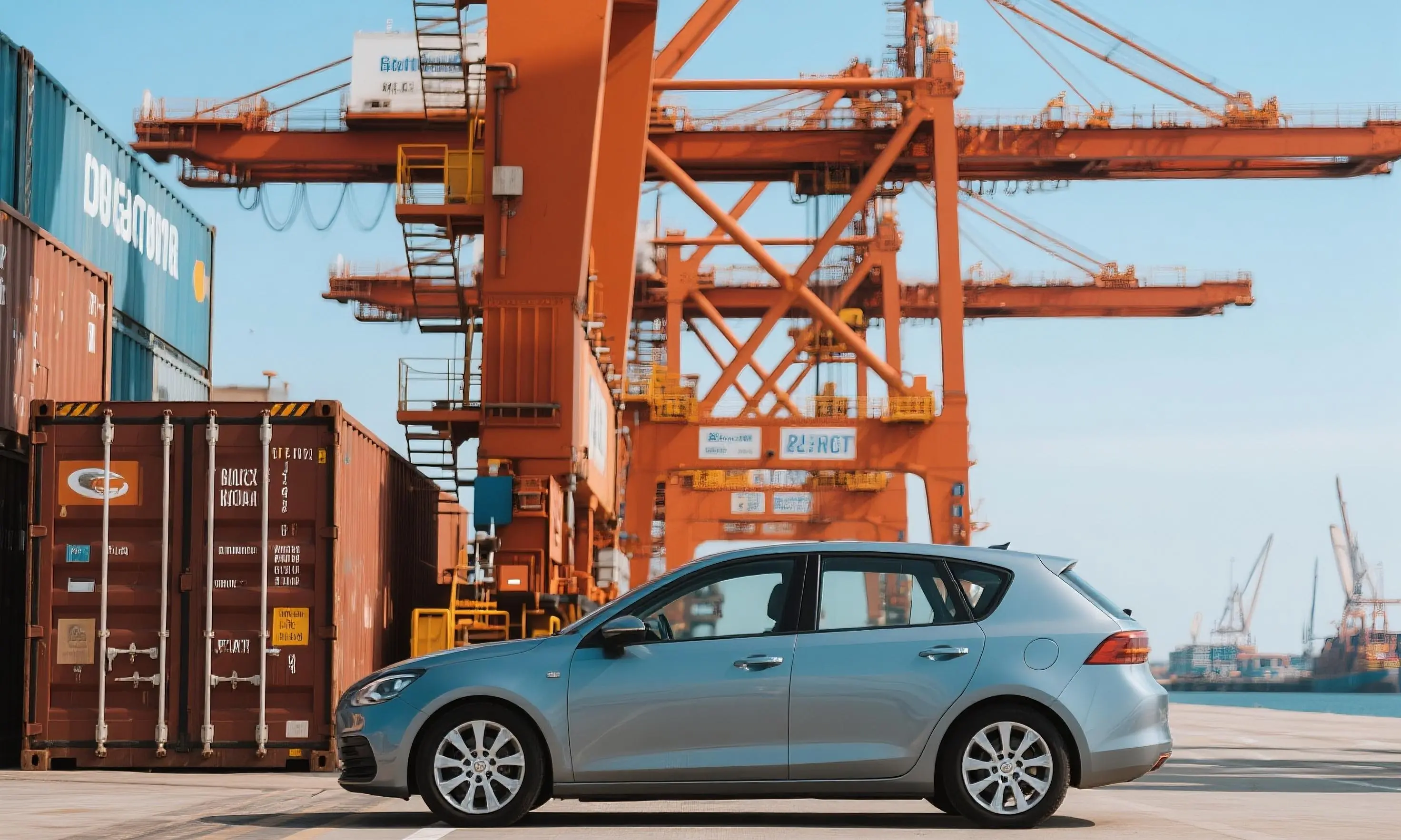 jimeng-2025-09-05-7030-集装箱码头，一辆小汽车.jpg