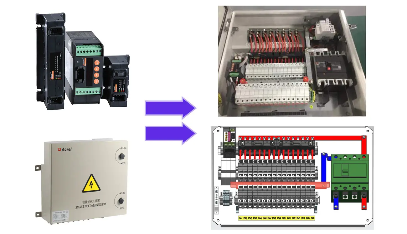AGF-MxxT DC Multi-circuits&nbsp;Monitoring Device installed in PV Combiner Box