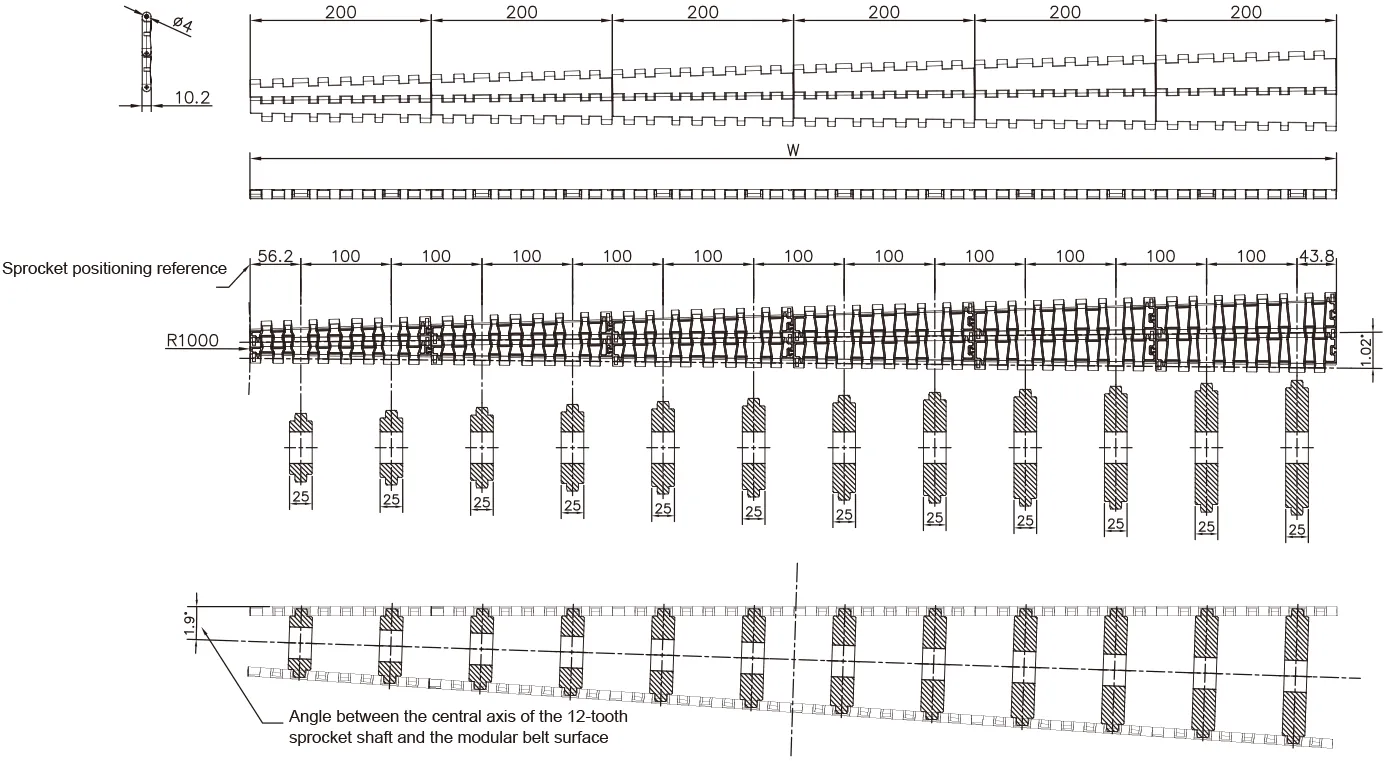 Cinturones modulares de plástico-CY-2200 Radius Top plano-Drawings.png