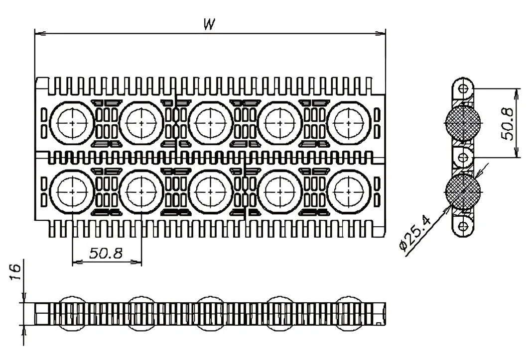 Cinturones modulares de plástico-CY-50804Q1 Bola superior-dibujos.png