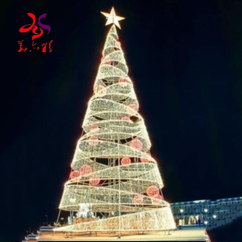 PVC Sprial Glitter Light Decoration Sculpture LED Giant Christmas Tree