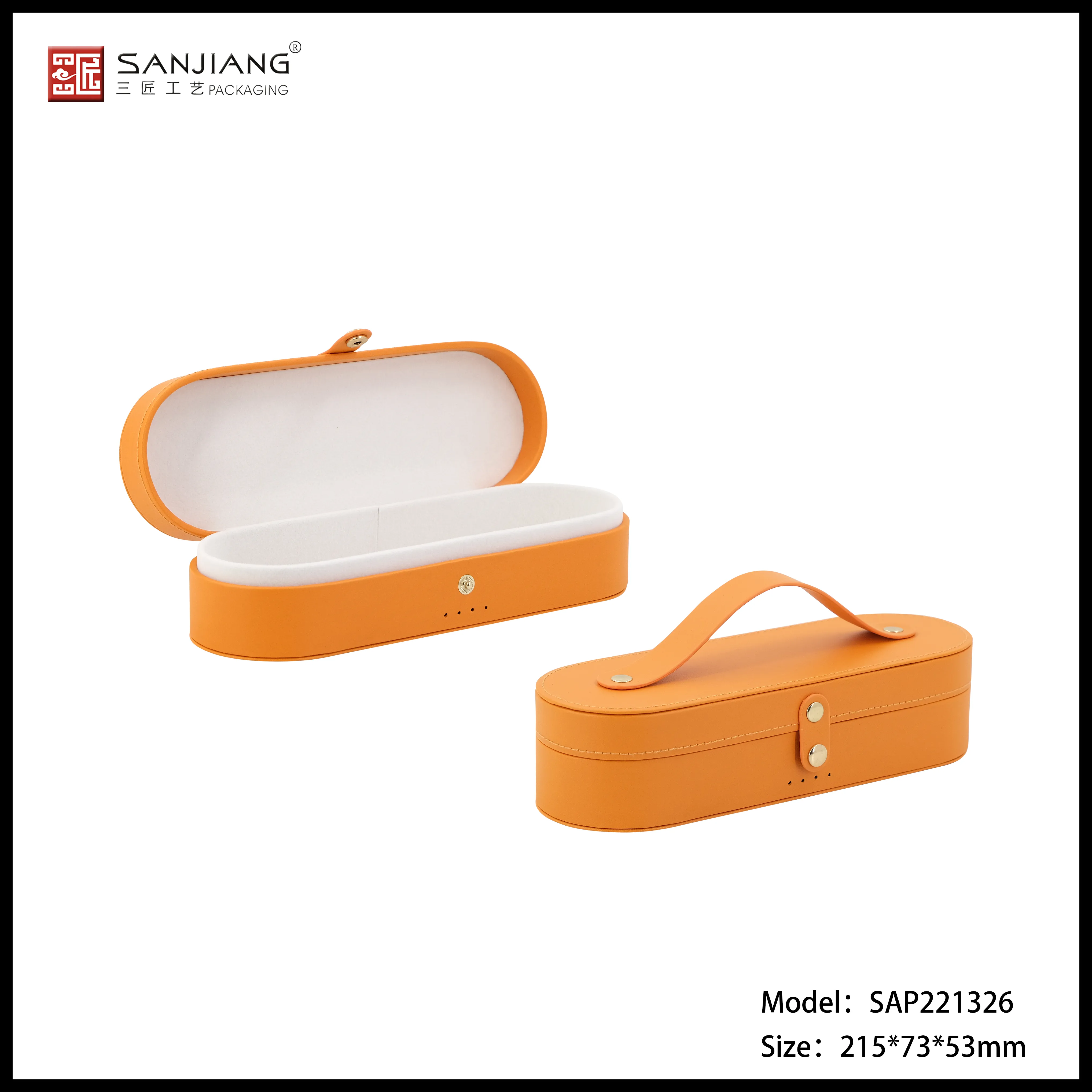 Orange Colorblock Beauty Device Case with Magnetic Strap and PU