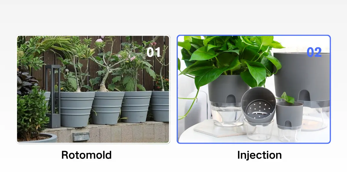 outdoor rotomold flower pot and indoor injection planter