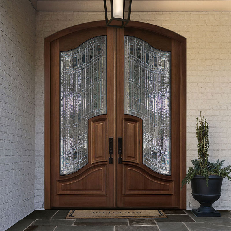 Exterior Front Entrance Custom Wood Glass Solid Wood Door - Double ...