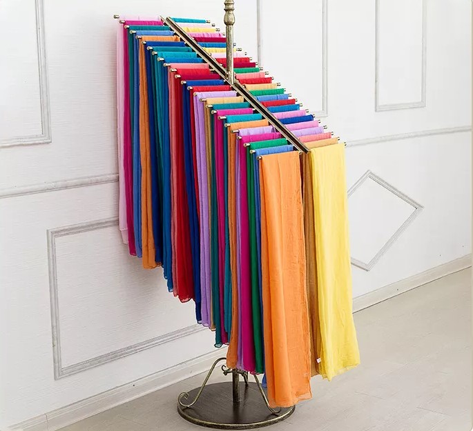 Customized High End Store Scarf Holder Display Rack Matte Black