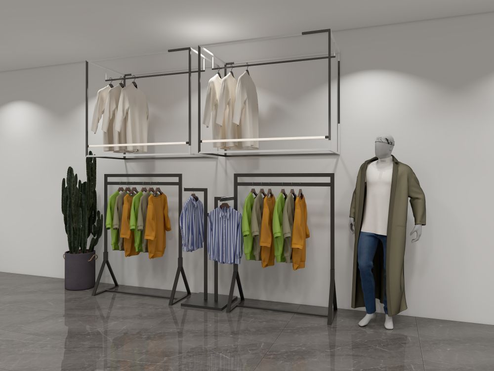 High End Metal Garment Clothes Rack Stand Hanger men Clothing Display