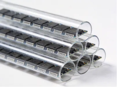 Crystal-clear PVC IC packaging tubes for semiconductor components