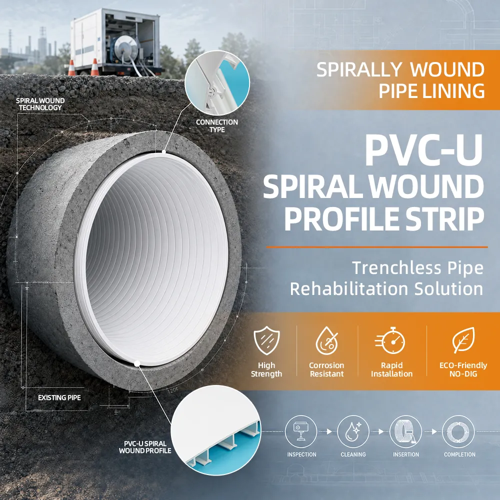 PVC-U Spiral Wound Profile Strip for Trenchless Pipe Rehabilitation - High Strength Corrosion Resistant Rapid Installation ECO-Friendly - Material PVC-U Type Profile Strip Sizes DN200-DN1200 Diameter Custom