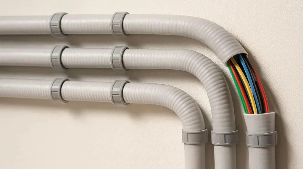 Double-wall corrugated PVC conduit for underground electrical wiring