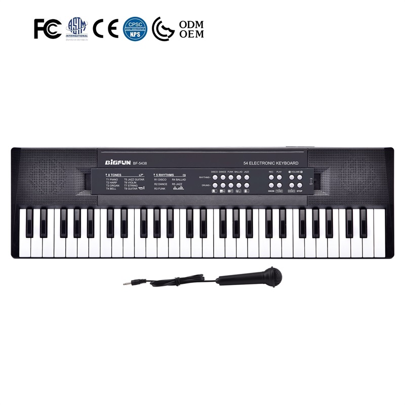 Microphone Keyboard 54 Keys Electronic Keyboard with Microphone Black- Aiqian Electronic ...