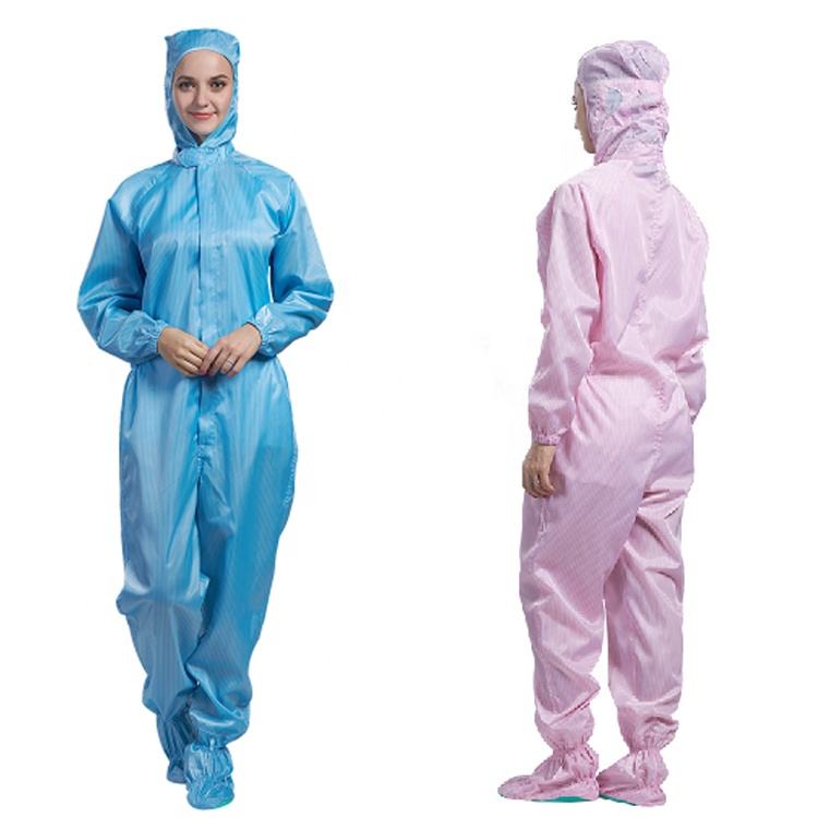 Uniforms cleanroom coverall safe cloth polyester and nylon antistatic