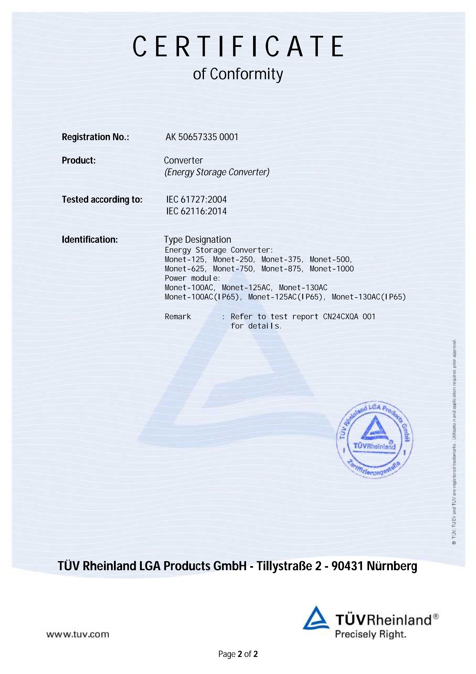 (مضغوط) Elecod _ شهادة _ IEC 61727 ، IEC 62116 _ 01