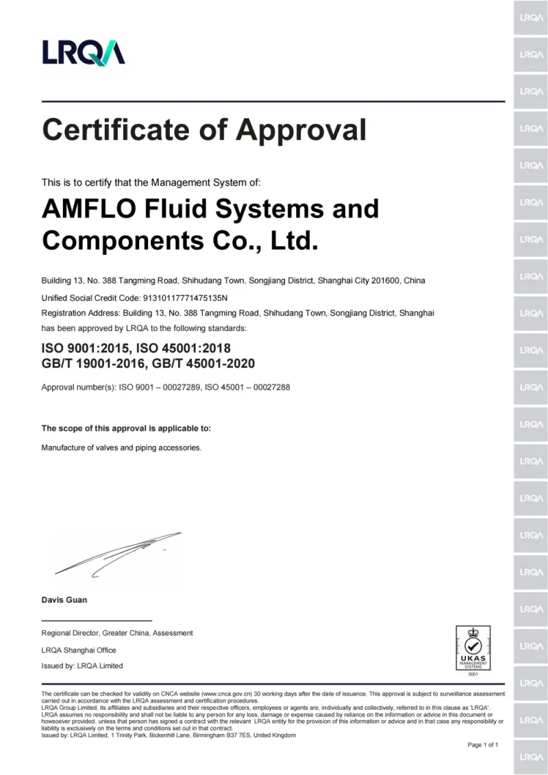 Certificates AMFLO FLUID