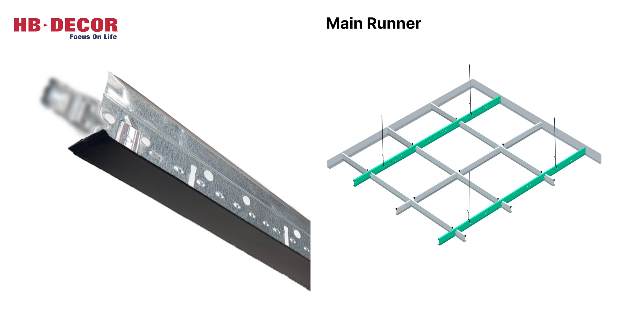 Black Main Tee Bar Accessories of 60x60 PVC Ceiling T-bar - HAINING ...