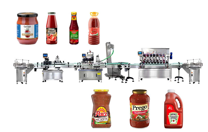 Automated Tomato Ketchup Filling Capping Labeling Line
