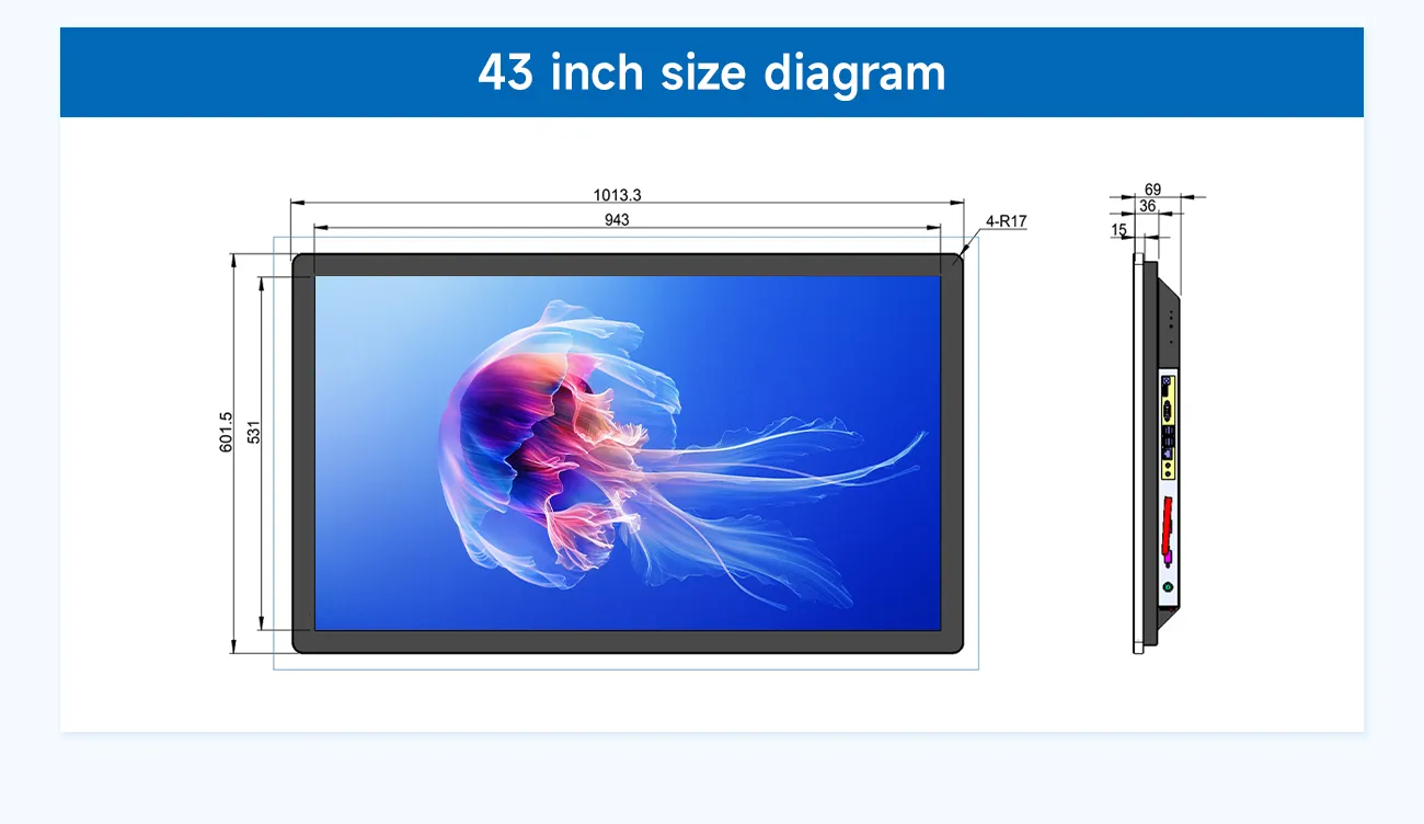 Wall mounted capacitive touch screen 32 inch 43 inch-Wucaihong