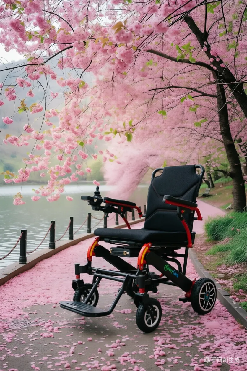 A sleek electric wheelchair is parked on a picturesque pathway surrounded by blooming cherry blossoms. The scene is set in a serene park by a calm river, with soft pink petals scattered on the ground and floating in the air, creating a tranquil and beautiful atmosphere. The wheelchair features modern design elements, including a comfortable black seat and vibrant red accents, blending functionality with style in a natural setting. electronic wheel chair,  motorized wheel chair,  motor wheel chairs,  electric power chairs for sale,  power chair prices,  motorized wheel chair price,  electric portable wheelchairs,  electric lightweight folding wheelchair,  best motorised wheelchair,  mobile wheelchair,  electric wheel chairs,  power chair for elderly,  power chair for seniors,  electric handicap chair,  power chair cost,  electric mobility chair,  mobility power chair,  power chairs for sale,  electric power chair,  mechanical wheelchair,  mobility electric chair,  e wheelchair,  outdoor power chair,  power chairs for outdoors,  electric wheel chairs for sale,  electric mobility wheelchairs,  electric mobility chairs for adults,  electric mobile chair,  motor assisted wheelchair,  motor powered wheelchair,  power wheel wheelchair,  lightweight folding wheelchair electric,  travel power chair,  compact power chair,  power travel wheelchair,  wheel chairs electric,  Electric Wheelchairs CE, power wheelchair CE, power electric wheelchair CE, Powered Wheelchair CE, electric power wheelchair CE, power chair CE, electric powerchair CE, Motorized Wheelchair CE, Electrically Powered Wheelchair CE, battery operated wheelchair CE, battery powered wheelchairs CE, electric disabled chair CE, electric mobile wheelchair CE, electric mobility wheelchairs CE, electric motorized wheelchair CE, electric power wheelchair CE, electric powered wheelchair CE, electrical wheelchair CE, electronic wheelchair CE, mechanised wheelchair CE, mobility electric wheelchairs CE, motor wheelchair CE, motorised wheelchairs CE, power electric wheelchair CE, rechargeable wheelchair CE, wheel chair electric CE, wheel chair with battery CE, wheelchair battery operated CE, wheelchair electric CE, wheelchair motorized CE, wheelchair with battery CE, Electric Wheelchairs ISO13485, power wheelchair ISO13485, power electric wheelchair ISO13485, Powered Wheelchair ISO13485, electric power wheelchair ISO13485, power chair ISO13485, electric powerchair ISO13485, Motorized Wheelchair ISO13485, Electrically Powered Wheelchair ISO13485, battery operated wheelchair ISO13485, battery powered wheelchairs ISO13485, electric disabled chair ISO13485, electric mobile wheelchair ISO13485, electric mobility wheelchairs ISO13485, electric motorized wheelchair ISO13485, electric power wheelchair ISO13485, electric powered wheelchair ISO13485, electrical wheelchair ISO13485, electronic wheelchair ISO13485, mechanised wheelchair ISO13485, mobility electric wheelchairs ISO13485, motor wheelchair ISO13485, motorised wheelchairs ISO13485, power electric wheelchair ISO13485, rechargeable wheelchair ISO13485, wheel chair electric ISO13485, wheel chair with battery ISO13485, wheelchair battery operated ISO13485, wheelchair electric ISO13485, wheelchair motorized ISO13485, wheelchair with battery ISO13485, folding Electric Wheelchairs, folding power wheelchair, folding power electric wheelchair, folding Powered Wheelchair, folding electric power wheelchair, folding power chair, folding electric powerchair, folding Motorized Wheelchair, folding Electrically Powered Wheelchair, folding battery operated wheelchair, folding battery powered wheelchairs, folding electric disabled chair, folding electric mobile wheelchair, folding electric mobility wheelchairs, folding electric motorized wheelchair, folding electric power wheelchair, folding electric powered wheelchair, folding electrical wheelchair, folding electronic wheelchair, folding mechanised wheelchair, folding mobility electric wheelchairs, folding motor wheelchair, folding motorised wheelchairs, folding power electric wheelchair, folding rechargeable wheelchair, folding wheel chair electric, folding wheel chair with battery, folding wheelchair battery operated, folding wheelchair electric, folding wheelchair motorized, folding wheelchair with battery, foldable Electric Wheelchairs, foldable power wheelchair, foldable power electric wheelchair, foldable Powered Wheelchair, foldable, electric power wheelchair, foldable power chair, foldable electric powerchair, foldable Motorized Wheelchair, foldable Electrically Powered Wheelchair, foldable battery operated wheelchair, foldable battery powered wheelchairs, foldable electric disabled chair, foldable electric mobile wheelchair, foldable electric mobility wheelchairs, foldable electric motorized wheelchair, foldable electric power wheelchair, foldable electric powered wheelchair, foldable electrical wheelchair, foldable electronic wheelchair, foldable mechanised wheelchair, foldable mobility electric wheelchairs, foldable motor wheelchair, foldable motorised wheelchairs, foldable power electric wheelchair, foldable rechargeable wheelchair, foldable wheel chair electric, foldable wheel chair with battery, foldable wheelchair battery operated, foldable wheelchair electric, foldable wheelchair motorized, foldable wheelchair with battery, portable Electric Wheelchairs, portable power wheelchair, portable power electric wheelchair, portable Powered Wheelchair, portable electric power wheelchair, portable power chair, portable electric powerchair, portable Motorized Wheelchair, portable Electrically Powered Wheelchair, portable battery operated wheelchair, portable battery powered wheelchairs, portable electric disabled chair, portable electric mobile wheelchair, portable electric mobility wheelchairs, portable electric motorized wheelchair, portable electric power wheelchair, portable electric powered wheelchair, portable electrical wheelchair, portable electronic wheelchair, portable mechanised wheelchair, portable mobility electric wheelchairs, portable motor wheelchair, portable motorised wheelchairs, portable power electric wheelchair, portable rechargeable wheelchair, portable wheel chair electric, portable wheel chair with battery, portable wheelchair battery operated, portable wheelchair electric, portable wheelchair motorized, portable wheelchair with battery, compact Electric Wheelchairs, compact power wheelchair, compact power electric wheelchair, compact Powered Wheelchair, compact electric power wheelchair, compact power chair, compact electric powerchair, compact Motorized Wheelchair, compact Electrically Powered Wheelchair, compact battery operated wheelchair, compact battery powered wheelchairs, compact electric disabled chair, compact electric mobile wheelchair, compact electric mobility wheelchairs, compact electric motorized wheelchair, compact electric power wheelchair, compact electric powered wheelchair, compact electrical wheelchair, compact electronic wheelchair, compact mechanised wheelchair, compact mobility electric wheelchairs, compact motor wheelchair, compact motorised wheelchairs, compact power electric wheelchair, compact rechargeable wheelchair, compact wheel chair electric, compact wheel chair with battery, compact wheelchair battery operated, compact wheelchair electric, compact wheelchair motorized, compact wheelchair with battery, lightweight Electric Wheelchairs, lightweight power wheelchair, lightweight power electric wheelchair, lightweight Powered Wheelchair, lightweight electric power wheelchair, lightweight power chair, lightweight electric powerchair, lightweight Motorized Wheelchair, lightweight Electrically Powered Wheelchair, lightweight battery operated wheelchair, lightweight battery powered wheelchairs, lightweight electric disabled chair, lightweight electric mobile wheelchair, lightweight electric mobility wheelchairs, lightweight electric motorized wheelchair, lightweight electric power wheelchair, lightweight electric powered wheelchair, lightweight electrical wheelchair, lightweight electronic wheelchair, lightweight mechanised wheelchair, lightweight mobility electric wheelchairs, lightweight motor wheelchair, lightweight motorised wheelchairs, lightweight power electric wheelchair, lightweight rechargeable wheelchair, lightweight wheel chair electric, lightweight wheel chair with battery, lightweight wheelchair battery operated, lightweight wheelchair electric, lightweight wheelchair motorized, lightweight wheelchair with battery, Electric Wheelchairs suppliers price, power wheelchair suppliers price, power electric wheelchair suppliers price, Powered Wheelchair suppliers price, electric power wheelchair suppliers price, power chair suppliers price, electric powerchair suppliers price, Motorized Wheelchair suppliers price, Electrically Powered Wheelchair suppliers price, battery operated wheelchair suppliers price, battery powered wheelchairs suppliers price, electric disabled chair suppliers price, electric mobile wheelchair suppliers price, electric mobility wheelchairs suppliers price, electric motorized wheelchair suppliers price, electric power wheelchair suppliers price, electric powered wheelchair suppliers price, electrical wheelchair suppliers price, electronic wheelchair suppliers price, mechanised wheelchair suppliers price, mobility electric wheelchairs suppliers price, motor wheelchair suppliers price, motorised wheelchairs suppliers price, power electric wheelchair suppliers price, rechargeable wheelchair suppliers price, wheel chair electric suppliers price, wheel chair with battery suppliers price, wheelchair battery operated suppliers price, wheelchair electric suppliers price, wheelchair motorized suppliers price, wheelchair with battery suppliers price, electric travel Wheelchairs, power travel wheelchair, power electric travel wheelchair, Powered travel Wheelchair, electric power travel wheelchair, power travel chair, electric travel powerchair, Motorized travel Wheelchair, Electrically Powered travel Wheelchair, battery operated travel wheelchair, battery powered travel wheelchairs, electric disabled chair for travelling, electric mobile travel  wheelchair, electric mobility travel wheelchairs, electric motorized travel wheelchair, electric power travel wheelchair, electric powered travel wheelchair, electrical travel wheelchair, electronic travel wheelchair, mechanised travel wheelchair, mobility electric travel wheelchairs, motor travel wheelchair, motorised travel wheelchairs, power electric travel wheelchair, rechargeable travel wheelchair, travel wheel chair electric, travel wheel chair with battery, travel wheelchair battery operated, travel wheelchair electric, travel wheelchair motorized, travel wheelchair with battery, Electric Wheelchairs for seniors, power wheelchair for seniors, power electric wheelchair for seniors, Powered Wheelchair for seniors, electric power wheelchair for seniors, power chair for seniors, electric powerchair for seniors, Motorized Wheelchair for seniors, Electrically Powered Wheelchair for seniors, battery operated wheelchair for seniors, battery powered wheelchairs for seniors, electric disabled chair for seniors, electric mobile wheelchair for seniors, electric mobility wheelchairs for seniors, electric motorized wheelchair for seniors, electric power wheelchair for seniors, electric powered wheelchair for seniors, electrical wheelchair for seniors, electronic wheelchair for seniors, mechanised wheelchair for seniors, mobility electric wheelchairs for seniors, motor wheelchair for seniors, motorised wheelchairs for seniors, power electric wheelchair for seniors, rechargeable wheelchair for seniors, wheel chair electric for seniors, wheel chair with battery for seniors, wheelchair battery operated for seniors, wheelchair electric for seniors, wheelchair motorized for seniors, wheelchair with battery for seniors, Electric Wheelchairs for elderly, power wheelchair for elderly, power electric wheelchair for elderly, Powered Wheelchair for elderly, electric power wheelchair for elderly, power chair for elderly, electric powerchair for elderly, Motorized Wheelchair for elderly, Electrically Powered Wheelchair for elderly, battery operated wheelchair for elderly, battery powered wheelchairs for elderly, electric disabled chair for elderly, electric mobile wheelchair for elderly, electric mobility wheelchairs for elderly, electric motorized wheelchair for elderly, electric power wheelchair for elderly, electric powered wheelchair for elderly, electrical wheelchair for elderly, electronic wheelchair for elderly, mechanised wheelchair for elderly, mobility electric wheelchairs for elderly, motor wheelchair for elderly, motorised wheelchairs for elderly, power electric wheelchair for elderly, rechargeable wheelchair for elderly, wheel chair electric for elderly, wheel chair with battery for elderly, wheelchair battery operated for elderly, wheelchair electric for elderly, wheelchair motorized for elderly, wheelchair with battery for elderly, Electric Wheelchairs for handicapped, power wheelchair for handicapped, power electric wheelchair for handicapped, Powered Wheelchair for handicapped, electric power wheelchair for handicapped, power chair for handicapped, electric powerchair for handicapped, Motorized Wheelchair for handicapped, Electrically Powered Wheelchair for handicapped, battery operated wheelchair for handicapped, battery powered wheelchairs for handicapped, electric disabled chair for handicapped, electric mobile wheelchair for handicapped, electric mobility wheelchairs for handicapped, electric motorized wheelchair for handicapped, electric power wheelchair for handicapped, electric powered wheelchair for handicapped, electrical wheelchair for handicapped, electronic wheelchair for handicapped, mechanised wheelchair for handicapped, mobility electric wheelchairs for handicapped, motor wheelchair for handicapped, motorised wheelchairs for handicapped, power electric wheelchair for handicapped, rechargeable wheelchair for handicapped, wheel chair electric for handicapped, wheel chair with battery for handicapped, wheelchair battery operated for handicapped, wheelchair electric for handicapped, wheelchair motorized for handicapped, wheelchair with battery for handicapped, Electric Wheelchairs for adults, power wheelchair for adults, power electric wheelchair for adults, Powered Wheelchair for adults, electric power wheelchair for adults, power chair for adults, electric powerchair for adults, Motorized Wheelchair for adults, Electrically Powered Wheelchair for adults, battery operated wheelchair for adults, battery powered wheelchairs for adults, electric disabled chair for adults, electric mobile wheelchair for adults, electric mobility wheelchairs for adults, electric motorized wheelchair for adults, electric power wheelchair for adults, electric powered wheelchair for adults, electrical wheelchair for adults, electronic wheelchair for adults, mechanised wheelchair for adults, mobility electric wheelchairs for adults, motor wheelchair for adults, motorised wheelchairs for adults, power electric wheelchair for adults, rechargeable wheelchair for adults, wheel chair electric for adults, wheel chair with battery for adults, wheelchair battery operated for adults, wheelchair electric for adults, wheelchair motorized for adults, wheelchair with battery for adults, Electric Wheelchairs for old people, power wheelchair for old people, power electric wheelchair for old people, Powered Wheelchair for old people, electric power wheelchair for old people, power chair for old people, electric powerchair for old people, Motorized Wheelchair for old people, Electrically Powered Wheelchair for old people, battery operated wheelchair for old people, battery powered wheelchairs for old people, electric disabled chair for old people, electric mobile wheelchair for old people, electric mobility wheelchairs for old people, electric motorized wheelchair for old people, electric power wheelchair for old people, electric powered wheelchair for old people, electrical wheelchair for old people, electronic wheelchair for old people, mechanised wheelchair for old people, mobility electric wheelchairs for old people, motor wheelchair for old people, motorised wheelchairs for old people, power electric wheelchair for old people, rechargeable wheelchair for old people, wheel chair electric for old people, wheel chair with battery for old people, wheelchair battery operated for old people, wheelchair electric for old people, wheelchair motorized for old people, wheelchair with battery for old people, Electric handicap Wheelchairs, power wheelchair handicap, power electric wheelchair handicap, Powered handicap Wheelchair, electric power wheelchair handicap, power chair handicap, electric powerchair handicap, Motorized Wheelchair handicap, Electrically Powered Wheelchair handicap, battery operated handicap wheelchair, battery powered wheelchairs handicap, electric disabled chair handicap, electric mobile wheelchair handicap, electric mobility wheelchairs handicap, electric motorized wheelchair handicap, electric power wheelchair handicap, electric powered wheelchair handicap, electrical handicap wheelchair, electronic handicap wheelchair, mechanised wheelchair handicap, mobility electric handicap wheelchairs, motor handicap wheelchair, motorised wheelchairs handicap, power electric handicap wheelchair, rechargeable handicap wheelchair, handicap wheel chair electric, handicap wheel chair with battery, handicap wheelchair battery operated, handicap wheelchair electric, handicap wheelchair motorized, handicap wheelchair with battery, Electric Wheelchairs for disbaled, power wheelchair for disbaled, power electric wheelchair for disbaled, Powered Wheelchair for disbaled, electric power wheelchair for disbaled, power chair for disbaled, electric powerchair for disbaled, Motorized Wheelchair for disbaled, Electrically Powered Wheelchair for disbaled, battery operated wheelchair for disbaled, battery powered wheelchairs for disbaled, electric disabled chair for disbaled, electric mobile wheelchair for disbaled, electric mobility wheelchairs for disbaled, electric motorized wheelchair for disbaled, electric power wheelchair for disbaled, electric powered wheelchair for disbaled, electrical wheelchair for disbaled, electronic wheelchair for disbaled, mechanised wheelchair for disbaled, mobility electric wheelchairs for disbaled, motor wheelchair for disbaled, motorised wheelchairs for disbaled, power electric wheelchair for disbaled, rechargeable wheelchair for disbaled, wheel chair electric for disbaled, wheel chair with battery for disbaled, wheelchair battery operated for disbaled, wheelchair electric for disbaled, wheelchair motorized for disbaled, wheelchair with battery for disbaled, Electric Wheelchairs airline approved, power wheelchair airline approved, power electric wheelchair airline approved, Powered Wheelchair airline approved, electric power wheelchair airline approved, power chair airline approved, electric powerchair airline approved, Motorized Wheelchair airline approved, Electrically Powered Wheelchair airline approved, battery operated wheelchair airline approved, battery powered wheelchairs airline approved, electric disabled chair airline approved, electric mobile wheelchair airline approved, electric mobility wheelchairs airline approved, electric motorized wheelchair airline approved, electric power wheelchair airline approved, electric powered wheelchair airline approved, electrical wheelchair airline approved, electronic wheelchair airline approved, mechanised wheelchair airline approved, mobility electric wheelchairs airline approved, motor wheelchair airline approved, motorised wheelchairs airline approved, power electric wheelchair airline approved, rechargeable wheelchair airline approved, wheel chair electric airline approved, wheel chair with battery airline approved, wheelchair battery operated airline approved, wheelchair electric airline approved, wheelchair motorized airline approved, wheelchair with battery airline approved, Electric Wheelchairs design, power wheelchair design, power electric wheelchair design, Powered Wheelchair design, electric power wheelchair design, power chair design, electric powerchair design, Motorized Wheelchair design, Electrically Powered Wheelchair design, battery operated wheelchair design, battery powered wheelchairs design, electric disabled chair design, electric mobile wheelchair design, electric mobility wheelchairs design, electric motorized wheelchair design, electric power wheelchair design, electric powered wheelchair design, electrical wheelchair design, electronic wheelchair design, mechanised wheelchair design, mobility electric wheelchairs design, motor wheelchair design, motorised wheelchairs design, power electric wheelchair design, rechargeable wheelchair design, wheel chair electric design, wheel chair with battery design, wheelchair battery operated design, wheelchair electric design, wheelchair motorized design, wheelchair with battery design, fully foldableElectric Wheelchairs, power wheelchair fully foldable, power electric wheelchair fully foldable, Powered Wheelchair fully foldable, electric power wheelchair fully foldable, power chair fully foldable, electric powerchair fully foldable, Motorized Wheelchair fully foldable, Electrically Powered Wheelchair fully foldable, battery operated wheelchair fully foldable, battery powered wheelchairs fully foldable, electric disabled chair fully foldable, electric mobile wheelchair fully foldable, electric mobility wheelchairs fully foldable, electric motorized wheelchair fully foldable, electric power wheelchair fully foldable, electric powered wheelchair fully foldable, electrical wheelchair fully foldable, electronic wheelchair fully foldable, mechanised wheelchair fully foldable, mobility electric wheelchairs fully foldable, motor wheelchair fully foldable, motorised wheelchairs fully foldable, power electric wheelchair fully foldable, rechargeable wheelchair fully foldable, wheel chair electric fully foldable, wheel chair with battery fully foldable, wheelchair battery operated fully foldable, wheelchair electric fully foldable, wheelchair motorized fully foldable, wheelchair with battery fully foldable, , Electric Wheelchairs for eledrly disabled, power wheelchair for eledrly disabled, power electric wheelchair for eledrly disabled, Powered Wheelchair for eledrly disabled, electric power wheelchair for eledrly disabled, power chair for eledrly disabled, electric powerchair for eledrly disabled, Motorized Wheelchair for eledrly disabled, Electrically Powered Wheelchair for eledrly disabled, battery operated wheelchair for eledrly disabled, battery powered wheelchairs for eledrly disabled, electric disabled chair for eledrly disabled, electric mobile wheelchair for eledrly disabled, electric mobility wheelchairs for eledrly disabled, electric motorized wheelchair for eledrly disabled, electric power wheelchair for eledrly disabled, electric powered wheelchair for eledrly disabled, electrical wheelchair for eledrly disabled, electronic wheelchair for eledrly disabled, mechanised wheelchair for eledrly disabled, mobility electric wheelchairs for eledrly disabled, motor wheelchair for eledrly disabled, motorised wheelchairs for eledrly disabled, power electric wheelchair for eledrly disabled, rechargeable wheelchair for eledrly disabled, wheel chair electric for eledrly disabled, wheel chair with battery for eledrly disabled, wheelchair battery operated for eledrly disabled, wheelchair electric for eledrly disabled, wheelchair motorized for eledrly disabled, wheelchair with battery for eledrly disabled, Electric Wheelchairs price, power wheelchair price, power electric wheelchair price, Powered Wheelchair price, electric power wheelchair price, power chair price, electric powerchair price, Motorized Wheelchair price, Electrically Powered Wheelchair price, battery operated wheelchair price, battery powered wheelchairs price, electric disabled chair price, electric mobile wheelchair price, electric mobility wheelchairs price, electric motorized wheelchair price, electric power wheelchair price, electric powered wheelchair price, electrical wheelchair price, electronic wheelchair price, mechanised wheelchair price, mobility electric wheelchairs price, motor wheelchair price, motorised wheelchairs price, power electric wheelchair price, rechargeable wheelchair price, wheel chair electric price, wheel chair with battery price, wheelchair battery operated price, wheelchair electric price, wheelchair motorized price, wheelchair with battery price, Electric Wheelchairs for sale, power wheelchair for sale, power electric wheelchair for sale, Powered Wheelchair for sale, electric power wheelchair for sale, power chair for sale, electric powerchair for sale, Motorized Wheelchair for sale, Electrically Powered Wheelchair for sale, battery operated wheelchair for sale, battery powered wheelchairs for sale, electric disabled chair for sale, electric mobile wheelchair for sale, electric mobility wheelchairs for sale, electric motorized wheelchair for sale, electric power wheelchair for sale, electric powered wheelchair for sale, electrical wheelchair for sale, electronic wheelchair for sale, mechanised wheelchair for sale, mobility electric wheelchairs for sale, motor wheelchair for sale, motorised wheelchairs for sale, power electric wheelchair for sale, rechargeable wheelchair for sale, wheel chair electric for sale, wheel chair with battery for sale, wheelchair battery operated for sale, wheelchair electric for sale, wheelchair motorized for sale, wheelchair with battery for sale, Electric Wheelchairs for travelling, power wheelchair for travelling, power electric wheelchair for travelling, Powered Wheelchair for travelling, electric power wheelchair for travelling, power chair for travelling, electric powerchair for travelling, Motorized Wheelchair for travelling, Electrically Powered Wheelchair for travelling, battery operated wheelchair for travelling, battery powered wheelchairs for travelling, electric disabled chair for travelling, electric mobile wheelchair for travelling, electric mobility wheelchairs for travelling, electric motorized wheelchair for travelling, electric power wheelchair for travelling, electric powered wheelchair for travelling, electrical wheelchair for travelling, electronic wheelchair for travelling, mechanised wheelchair for travelling, mobility electric wheelchairs for travelling, motor wheelchair for travelling, motorised wheelchairs for travelling, power electric wheelchair for travelling, rechargeable wheelchair for travelling, wheel chair electric for travelling, wheel chair with battery for travelling, wheelchair battery operated for travelling, wheelchair electric for travelling, wheelchair motorized for travelling, wheelchair with battery for travelling, Electric Wheelchairs sale, power wheelchair sale, power electric wheelchair sale, Powered Wheelchair sale, electric power wheelchair sale, power chair sale, electric powerchair sale, Motorized Wheelchair sale, Electrically Powered Wheelchair sale, battery operated wheelchair sale, battery powered wheelchairs sale, electric disabled chair sale, electric mobile wheelchair sale, electric mobility wheelchairs sale, electric motorized wheelchair sale, electric power wheelchair sale, electric powered wheelchair sale, electrical wheelchair sale, electronic wheelchair sale, mechanised wheelchair sale, mobility electric wheelchairs sale, motor wheelchair sale, motorised wheelchairs sale, power electric wheelchair sale, rechargeable wheelchair sale, wheel chair electric sale, wheel chair with battery sale, wheelchair battery operated sale, wheelchair electric sale, wheelchair motorized sale, wheelchair with battery sale, paraplegic Electric Wheelchairs, power wheelchair paraplegic, power electric wheelchair paraplegic, Powered Wheelchair paraplegic, electric power wheelchair paraplegic, power chair paraplegic, electric powerchair paraplegic, Motorized Wheelchair paraplegic, Electrically Powered Wheelchair paraplegic, battery operated wheelchair paraplegic, battery powered wheelchairs paraplegic, electric disabled chair paraplegic, electric mobile wheelchair paraplegic, electric mobility wheelchairs paraplegic, electric motorized wheelchair paraplegic, electric power wheelchair paraplegic, electric powered wheelchair paraplegic, electrical wheelchair paraplegic, electronic wheelchair paraplegic, mechanised wheelchair paraplegic, mobility electric wheelchairs paraplegic, motor wheelchair paraplegic, motorised wheelchairs paraplegic, power electric wheelchair paraplegic, rechargeable wheelchair paraplegic, paraplegic wheel chair electric, paraplegic wheel chair with battery, paraplegic wheelchair battery operated, paraplegic wheelchair electric, paraplegic wheelchair motorized, paraplegic wheelchair with battery, cost of power chair, cost of electric powerchair, cost of Motorized Wheelchair, cost of Electrically Powered Wheelchair, cost of battery operated wheelchair, cost of battery powered wheelchairs, cost of electric disabled chair, cost of electric mobile wheelchair, cost of electric mobility wheelchairs, cost of electric motorized wheelchair, cost of electric power wheelchair, cost of electric powered wheelchair, cost of electrical wheelchair, cost of electronic wheelchair, cost of mechanised wheelchair, cost of mobility electric wheelchairs, cost of motor wheelchair, cost of motorised wheelchairs, cost of power electric wheelchair, cost of rechargeable wheelchair, cost of wheel chair electric, cost of wheel chair with battery, cost of wheelchair battery operated, cost of wheelchair electric, cost of wheelchair motorized, cost of wheelchair with battery, cost of Electric Wheelchairs, cost of power wheelchair, cost of power electric wheelchair, cost of Powered Wheelchair, cost of electric power wheelchair, Electric Wheelchairs prices, power wheelchair prices, power electric wheelchair prices, Powered Wheelchair prices, electric power wheelchair prices, power chair prices, electric powerchair prices, Motorized Wheelchair prices, Electrically Powered Wheelchair prices, battery operated wheelchair prices, battery powered wheelchairs prices, electric disabled chair prices, electric mobile wheelchair prices, electric mobility wheelchairs prices, electric motorized wheelchair prices, electric power wheelchair prices, electric powered wheelchair prices, electrical wheelchair prices, electronic wheelchair prices, mechanised wheelchair prices, mobility electric wheelchairs prices, motor wheelchair prices, motorised wheelchairs prices, power electric wheelchair prices, rechargeable wheelchair prices, wheel chair electric prices, wheel chair with battery prices, wheelchair battery operated prices, wheelchair electric prices, wheelchair motorized prices, wheelchair with battery prices, price of Electric Wheelchairs, price of power wheelchair, price of power electric wheelchair, price of Powered Wheelchair, price of electric power wheelchair, price of power chair, price of electric powerchair, price of Motorized Wheelchair, price of Electrically Powered Wheelchair, price of battery operated wheelchair, price of battery powered wheelchairs, price of electric disabled chair, price of electric mobile wheelchair, price of electric mobility wheelchairs, price of electric motorized wheelchair, price of electric power wheelchair, price of electric powered wheelchair, price of electrical wheelchair, price of electronic wheelchair, price of mechanised wheelchair, price of mobility electric wheelchairs, price of motor wheelchair, price of motorised wheelchairs, price of power electric wheelchair, price of rechargeable wheelchair, price of wheel chair electric, price of wheel chair with battery, price of wheelchair battery operated, price of wheelchair electric, price of wheelchair motorized, price of wheelchair with battery, how much is an Electric Wheelchairs, how much is an power wheelchair, how much is an power electric wheelchair, how much is an Powered Wheelchair, how much is an electric power wheelchair, how much is an power chair, how much is an electric powerchair, how much is an Motorized Wheelchair, how much is an Electrically Powered Wheelchair, how much is an battery operated wheelchair, how much is an battery powered wheelchairs, how much is an electric disabled chair, how much is an electric mobile wheelchair, how much is an electric mobility wheelchairs, how much is an electric motorized wheelchair, how much is an electric power wheelchair, how much is an electric powered wheelchair, how much is an electrical wheelchair, how much is an electronic wheelchair, how much is an mechanised wheelchair, how much is an mobility electric wheelchairs, how much is an motor wheelchair, how much is an motorised wheelchairs, how much is an power electric wheelchair, how much is an rechargeable wheelchair, how much is an wheel chair electric, how much is an wheel chair with battery, how much is an wheelchair battery operated, how much is an wheelchair electric, how much is an wheelchair motorized, how much is an wheelchair with battery, Electric Wheelchairs for stroke patients, power wheelchair for stroke patients, power electric wheelchair for stroke patients, Powered Wheelchair for stroke patients, electric power wheelchair for stroke patients, power chair for stroke patients, electric powerchair for stroke patients, Motorized Wheelchair for stroke patients, Electrically Powered Wheelchair for stroke patients, battery operated wheelchair for stroke patients, battery powered wheelchairs for stroke patients, electric disabled chair for stroke patients, electric mobile wheelchair for stroke patients, electric mobility wheelchairs for stroke patients, electric motorized wheelchair for stroke patients, electric power wheelchair for stroke patients, electric powered wheelchair for stroke patients, electrical wheelchair for stroke patients, electronic wheelchair for stroke patients, mechanised wheelchair for stroke patients, mobility electric wheelchairs for stroke patients, motor wheelchair for stroke patients, motorised wheelchairs for stroke patients, power electric wheelchair for stroke patients, rechargeable wheelchair for stroke patients, wheel chair electric for stroke patients, wheel chair with battery for stroke patients, wheelchair battery operated for stroke patients, wheelchair electric for stroke patients, wheelchair motorized for stroke patients, wheelchair with battery for stroke patients, Electric Wheelchairs suppliers, power wheelchair suppliers, power electric wheelchair suppliers, Powered Wheelchair suppliers, electric power wheelchair suppliers, power chair suppliers, electric powerchair suppliers, Motorized Wheelchair suppliers, Electrically Powered Wheelchair suppliers, battery operated wheelchair suppliers, battery powered wheelchairs suppliers, electric disabled chair suppliers, electric mobile wheelchair suppliers, electric mobility wheelchairs suppliers, electric motorized wheelchair suppliers, electric power wheelchair suppliers, electric powered wheelchair suppliers, electrical wheelchair suppliers, electronic wheelchair suppliers, mechanised wheelchair suppliers, mobility electric wheelchairs suppliers, motor wheelchair suppliers, motorised wheelchairs suppliers, power electric wheelchair suppliers, rechargeable wheelchair suppliers, wheel chair electric suppliers, wheel chair with battery suppliers, wheelchair battery operated suppliers, wheelchair electric suppliers, wheelchair motorized suppliers, wheelchair with battery suppliers, Electric Wheelchairs with battery pack, power wheelchair with battery pack, power electric wheelchair with battery pack, Powered Wheelchair with battery pack, electric power wheelchair with battery pack, power chair with battery pack, electric powerchair with battery pack, Motorized Wheelchair with battery pack, Electrically Powered Wheelchair with battery pack, electric disabled chair with battery pack, electric mobile wheelchair with battery pack, electric mobility wheelchairs with battery pack, electric motorized wheelchair with battery pack, electric power wheelchair with battery pack, electric powered wheelchair with battery pack, electrical wheelchair with battery pack, electronic wheelchair with battery pack, mechanised wheelchair with battery pack, mobility, electric wheelchairs with battery pack, motor wheelchair with battery pack, motorised wheelchairs with battery pack, power electric wheelchair with battery pack, rechargeable wheelchair with battery pack, wheel chair electric with battery pack, wheel chair with battery pack, wheelchair electric with battery pack, wheelchair motorized with battery pack, wheelchair with battery, wheel chair with battery, wheelchair with battery pack, Electric Wheelchairs side controller, power wheelchair side controller, power electric wheelchair side controller, Powered Wheelchair side controller, electric power wheelchair side controller, power chair side controller, electric powerchair side controller, Motorized Wheelchair side controller, Electrically Powered Wheelchair side controller, battery operated wheelchair side controller, battery powered wheelchairs side controller, electric disabled chair side controller, electric mobile wheelchair side controller, electric mobility wheelchairs side controller, electric motorized wheelchair side controller, electric power wheelchair side controller, electric powered wheelchair side controller, electrical wheelchair side controller, electronic wheelchair side controller, mechanised wheelchair side controller, mobility electric wheelchairs side controller, motor wheelchair side controller, motorised wheelchairs side controller, power electric wheelchair side controller, rechargeable wheelchair side controller, wheel chair electric side controller, wheel chair with battery side controller, wheelchair battery operated side controller, wheelchair electric side controller, wheelchair motorized side controller, wheelchair with battery side controller, Electric Wheelchairs dual motor, power wheelchair dual motor, power electric wheelchair dual motor, Powered Wheelchair dual motor, electric power wheelchair dual motor, power chair dual motor, electric powerchair dual motor, Motorized Wheelchair dual motor, Electrically Powered Wheelchair dual motor, battery operated wheelchair dual motor, battery powered wheelchairs dual motor, electric disabled chair dual motor, electric mobile wheelchair dual motor, electric mobility wheelchairs dual motor, electric motorized wheelchair dual motor, electric power wheelchair dual motor, electric powered wheelchair dual motor, electrical wheelchair dual motor, electronic wheelchair dual motor, mechanised wheelchair dual motor, mobility electric wheelchairs dual motor, dual motor wheelchair, motorised wheelchairs dual motor, power electric wheelchair dual motor, rechargeable wheelchair dual motor, wheel chair electric dual motor, wheel chair with battery dual motor, wheelchair battery operated dual motor, wheelchair electric dual motor, wheelchair motorized dual motor, wheelchair with battery dual motor, modern Electric Wheelchairs, modern power wheelchair, modern power electric wheelchair, modern Powered Wheelchair, modern electric power wheelchair, modern power chair, modern electric powerchair, modern Motorized Wheelchair, modern Electrically Powered Wheelchair, modern battery operated wheelchair, modern battery powered wheelchairs, modern electric disabled chair, modern electric mobile wheelchair, modern electric mobility wheelchairs, modern electric motorized wheelchair, modern electric power wheelchair, modern electric powered wheelchair, modern electrical wheelchair, modern electronic wheelchair, modern mechanised wheelchair, modern mobility electric wheelchairs, modern motor wheelchair, modern motorised wheelchairs, modern power electric wheelchair, modern rechargeable wheelchair, modern wheel chair electric, modern wheel chair with battery, modern wheelchair battery operated, modern wheelchair electric, modern wheelchair motorized, modern wheelchair with battery,  remote controlled wheelchair,  remote control electric wheelchair,  remote control power chair,  remote control Electric Wheelchairs,  remote control power wheelchair,  remote control power electric wheelchair,  remote control Powered Wheelchair,  remote control electric power wheelchair,  remote control power chair,  remote control electric powerchair,  remote control Motorized Wheelchair,  remote control Electrically Powered Wheelchair,  remote control battery operated wheelchair,  remote control battery powered wheelchairs,  remote control electric disabled chair,  remote control electric mobile wheelchair,  remote control electric mobility wheelchairs,  remote control electric motorized wheelchair,  remote control electric power wheelchair,  remote control electric powered wheelchair,  remote control electrical wheelchair,  remote control electronic wheelchair,  remote control mechanised wheelchair,  remote control mobility electric wheelchairs,  remote control motor wheelchair,  remote control motorised wheelchairs,  remote control power electric wheelchair,  remote control rechargeable wheelchair,  remote control wheel chair electric,  remote control wheel chair with battery,  remote control wheelchair battery operated,  remote control wheelchair electric,  remote control wheelchair motorized,  remote control wheelchair with battery, remote controlled Electric Wheelchairs, remote controlled power wheelchair, remote controlled power electric wheelchair, remote controlled Powered Wheelchair, remote controlled electric power wheelchair, remote controlled power chair, remote controlled electric powerchair, remote controlled Motorized Wheelchair, remote controlled Electrically Powered Wheelchair, remote controlled battery operated wheelchair, remote controlled battery powered wheelchairs, remote controlled electric disabled chair, remote controlled electric mobile wheelchair, remote controlled electric mobility wheelchairs, remote controlled electric motorized wheelchair, remote controlled electric power wheelchair, remote controlled electric powered wheelchair, remote controlled electrical wheelchair, remote controlled electronic wheelchair, remote controlled mechanised wheelchair, remote controlled mobility electric wheelchairs, remote controlled motor wheelchair, remote controlled motorised wheelchairs, remote controlled power electric wheelchair, remote controlled rechargeable wheelchair, remote controlled wheel chair electric, remote controlled wheel chair with battery, remote controlled wheelchair battery operated, remote controlled wheelchair electric, remote controlled wheelchair motorized, remote controlled wheelchair with battery
