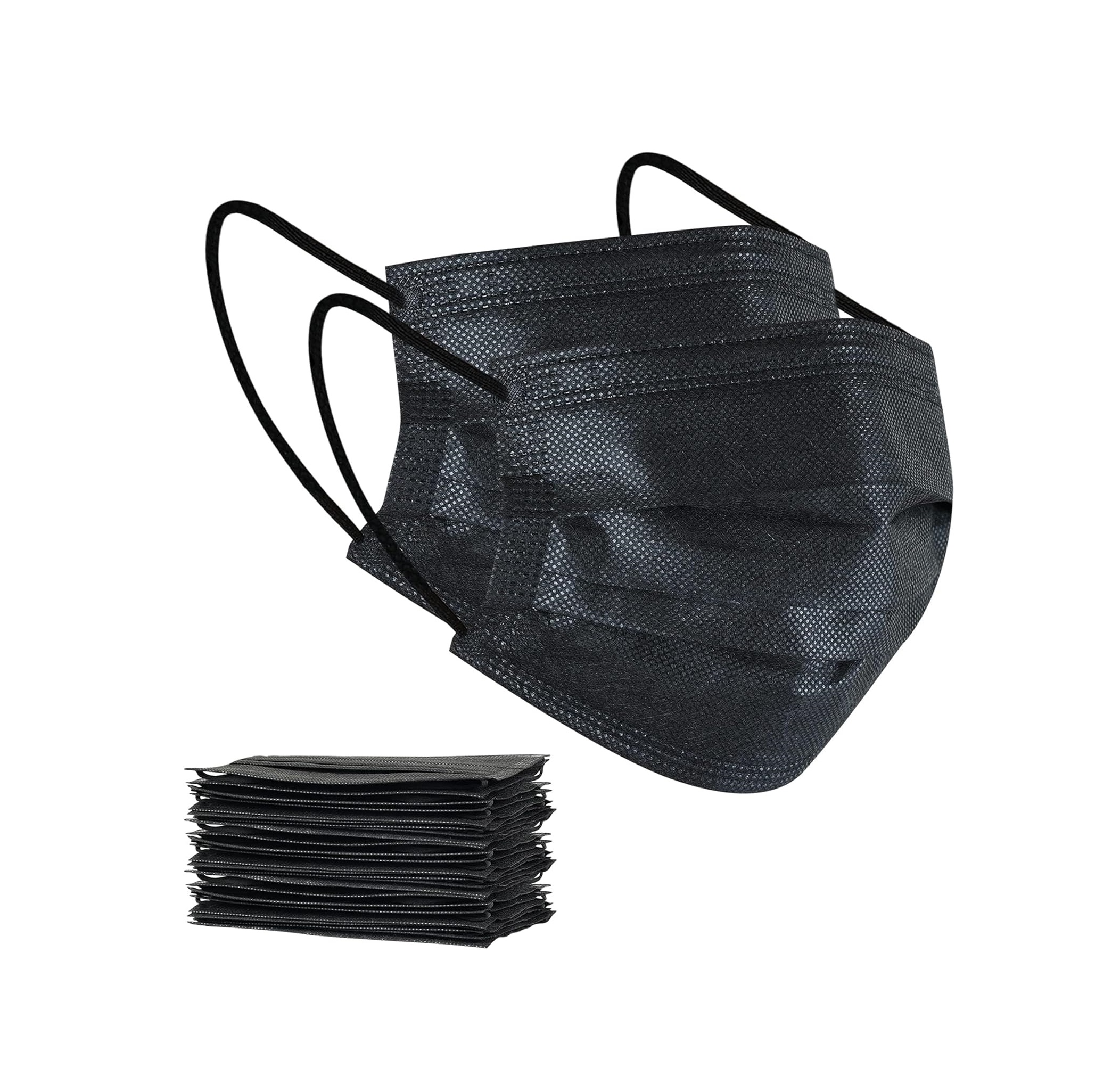 100 PCS Disposable Face Masks, Black Masks, 3 Ply Protection Disposable ...
