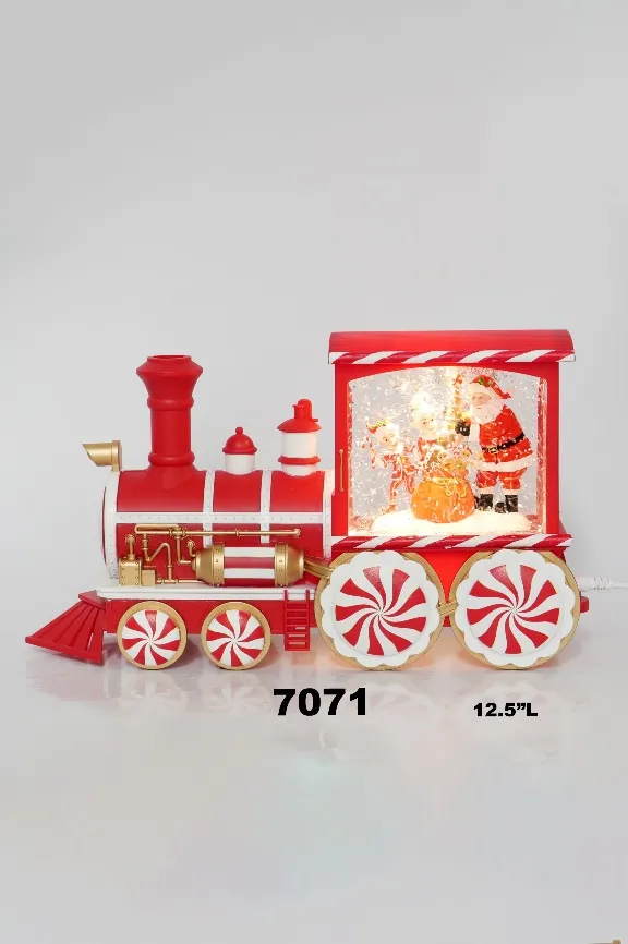 SANTA IN SLEIGH LIGHTED SPINNING WATER GLOBE