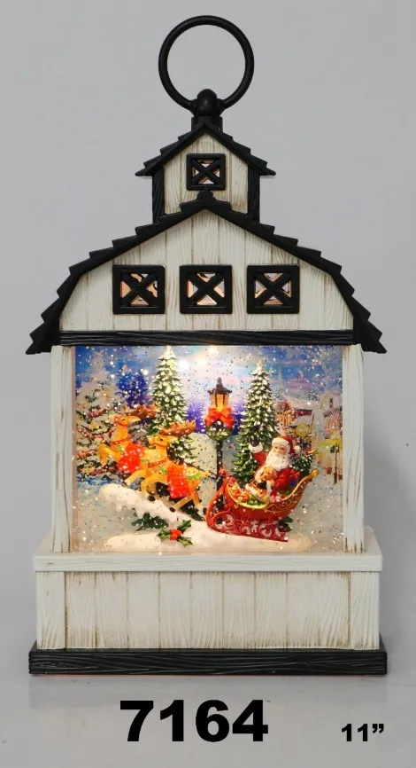 Lighted Christmas Spinning Water Glitter Santa Village Globe - Add ...