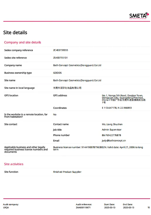 SMETA Certificate