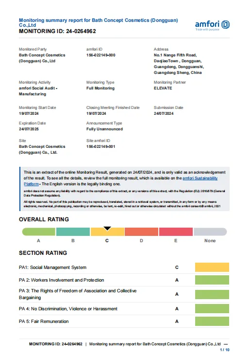 BSCI Certificate