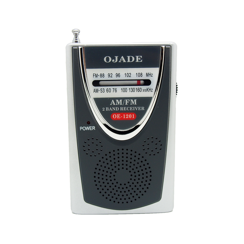 フロントポケットAM FMデュアルバンドラジオ高感度レシーバー内蔵スピーカー伸縮式アンテナ充電式OE-12 0 1
