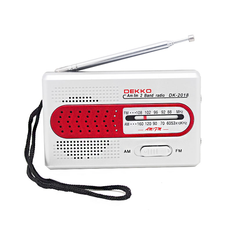 Front side - Portable AM FM Dual Band Radio High Sensitivity Receiver Built-in Speaker Telescopic Antenna Rechargeable DK-2018