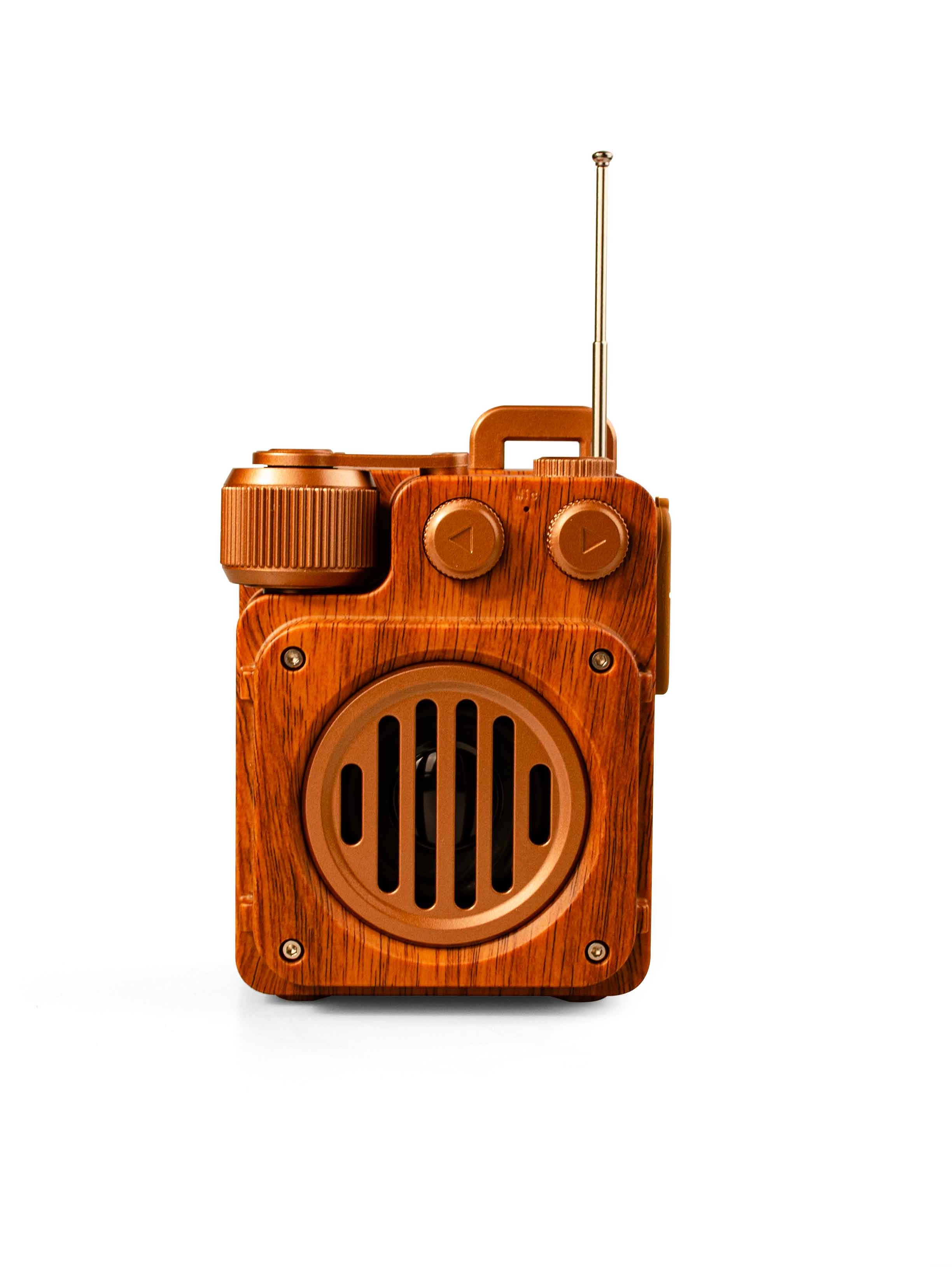 Xiboman OE-8002 ريترو بلوتوث المتكلم ، راديو FM رئيس خشبي مع TF USB AUX