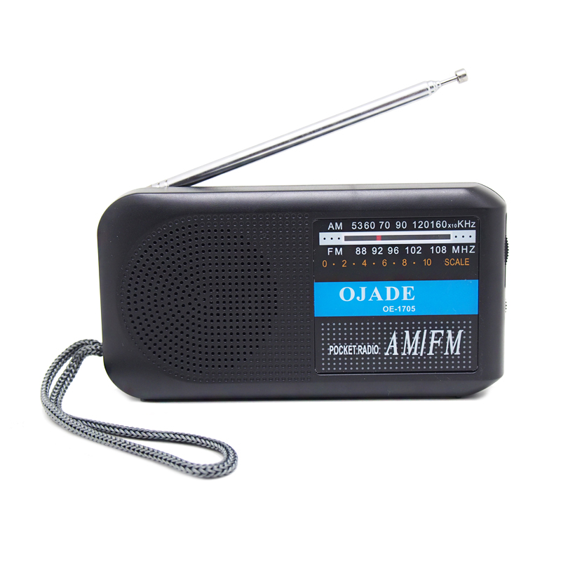 Black - Crystal Clear Sound Portable AM/FM Radio OE-1705