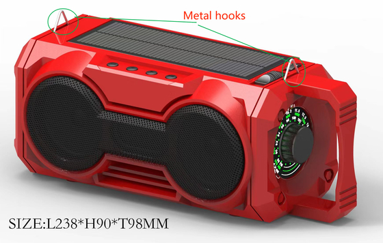 A solar panel dynamo rechargeable fm radio Built-in 2 speakers LED light radio.jpg