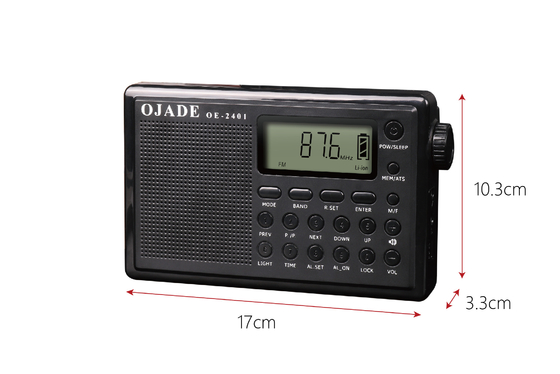 ABS plastic rechargeable fm radio lcd display Type-C charger Jack with AUX jack.jpg