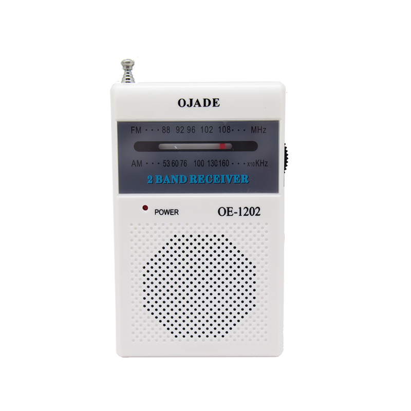 White - Pocket AM FM Dual Band Radio High Sensitivity Receiver Built-in Speaker Telescopic Antenna Rechargeable OE-1202