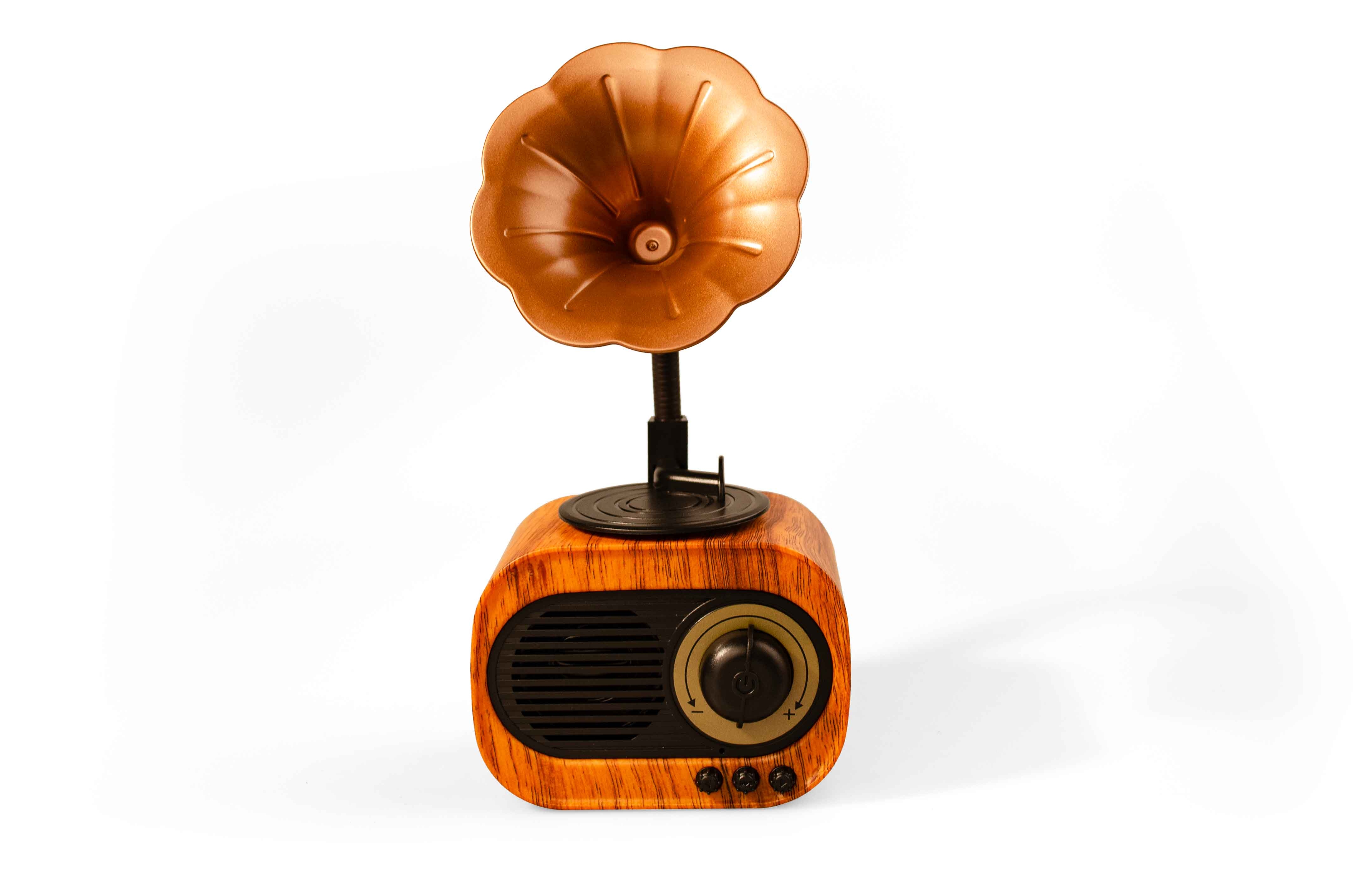 Xiboman OE-8001 ريترو بلوتوث المتكلم ، راديو FM رئيس خشبي مع TF USB AUX