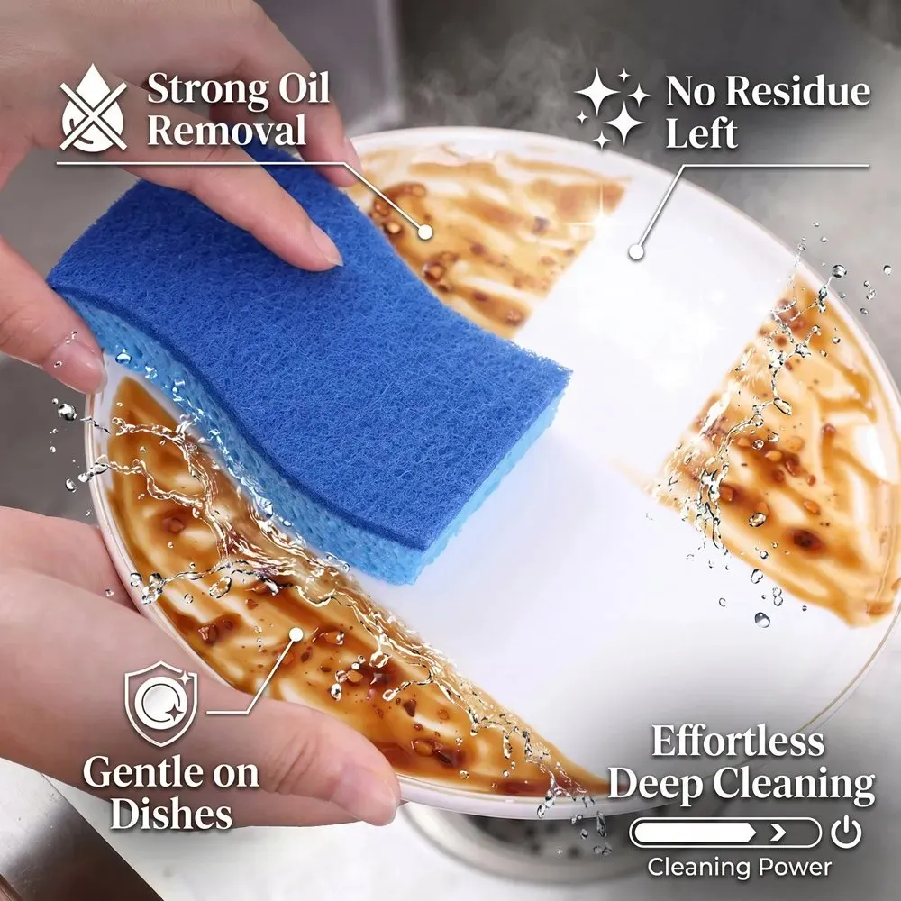 Custom Logo Compressed Wood Pulp Kitchen Sponge Pad for Pot Scrubbing and Cleaning