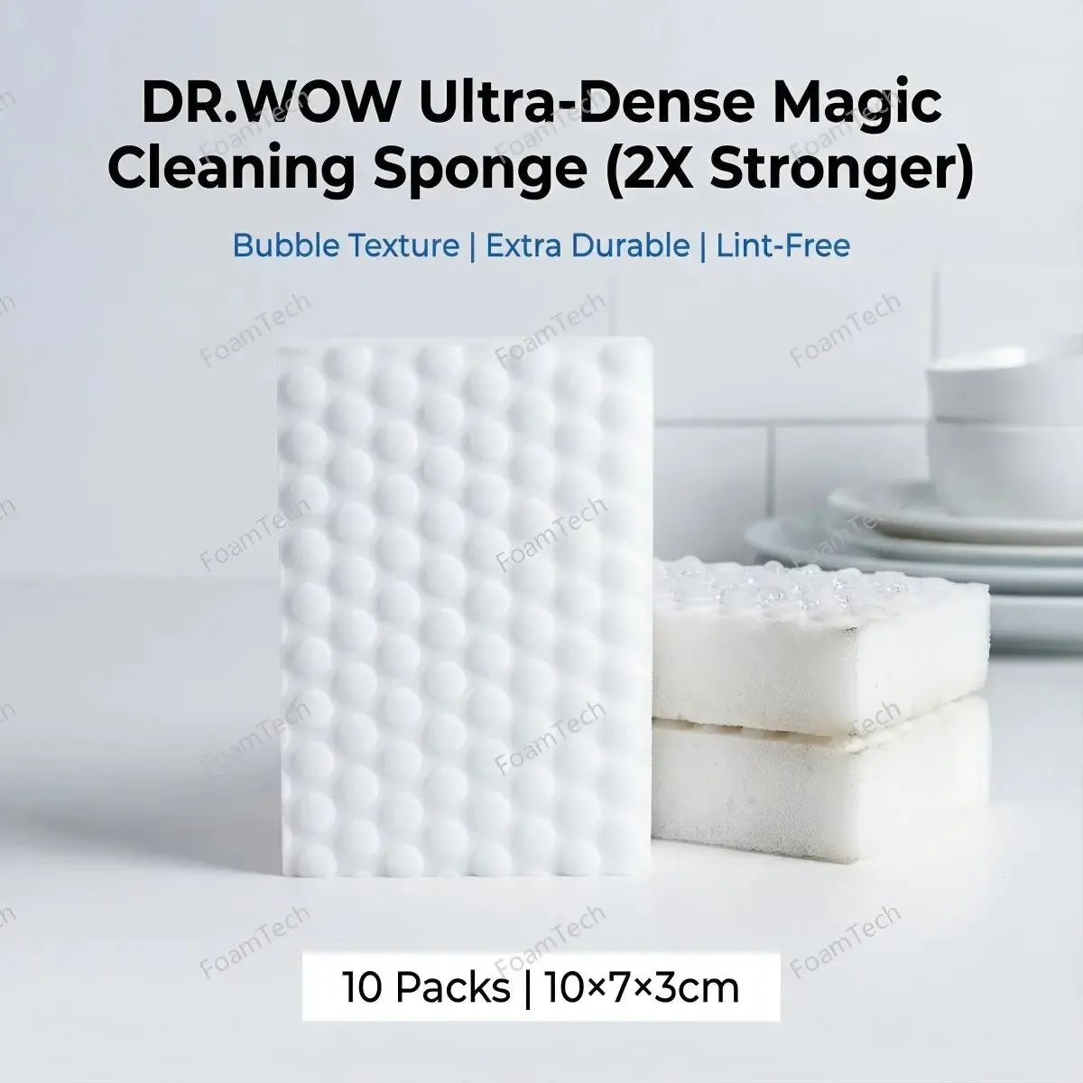 2x Hot-Pressed, Polka Dot, Rectangular High Density Sponges