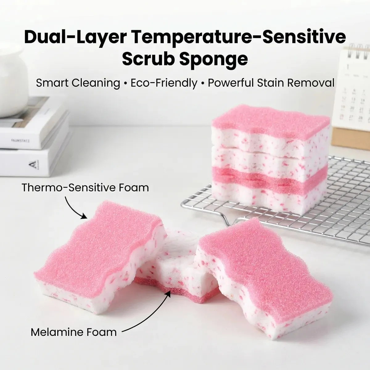 Dual-Layer Temperature-Sensitive Scrub Sponge