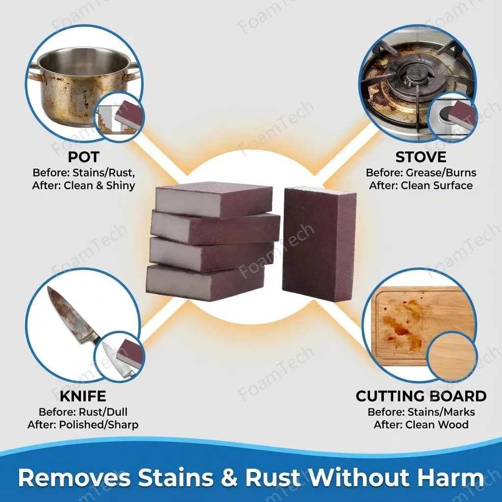 Diamond Sand Magic Eraser Sponge Heavy-Duty Kitchen Stain & Rust Remover