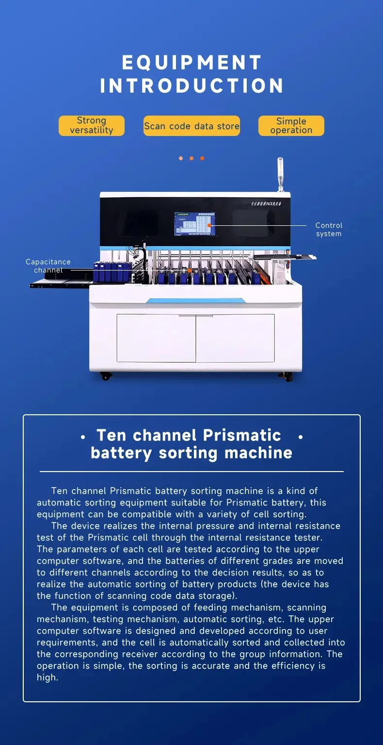 Ocv Machine 10-Channel Automatic Prismatic Battery Sorter OCV and IR testing ...