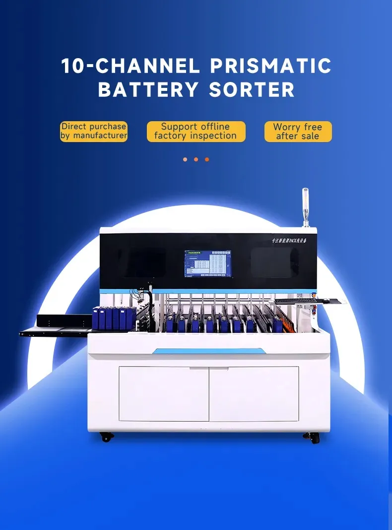 Ocv Machine 10-Channel Automatic Prismatic Battery Sorter OCV and IR testing ...