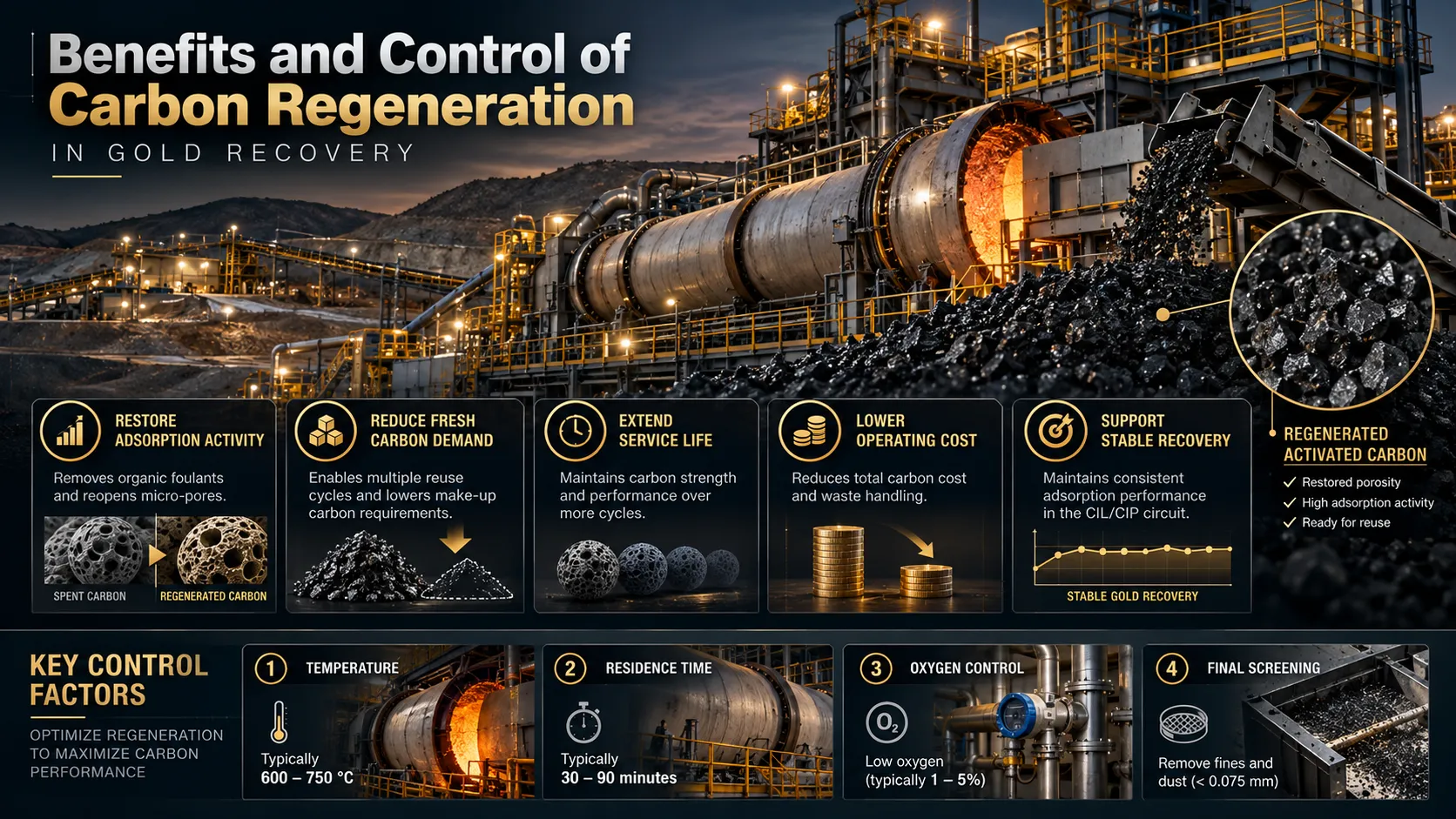 Key benefits and operating controls of carbon regeneration.
