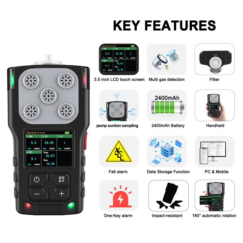 Portable Multi Gas Monitor Key Features