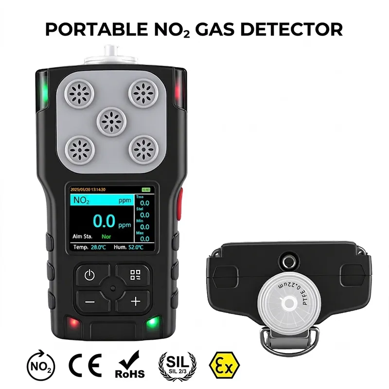 HNAG920-NO2 portable nitrogen dioxide gas detector front view with back clip