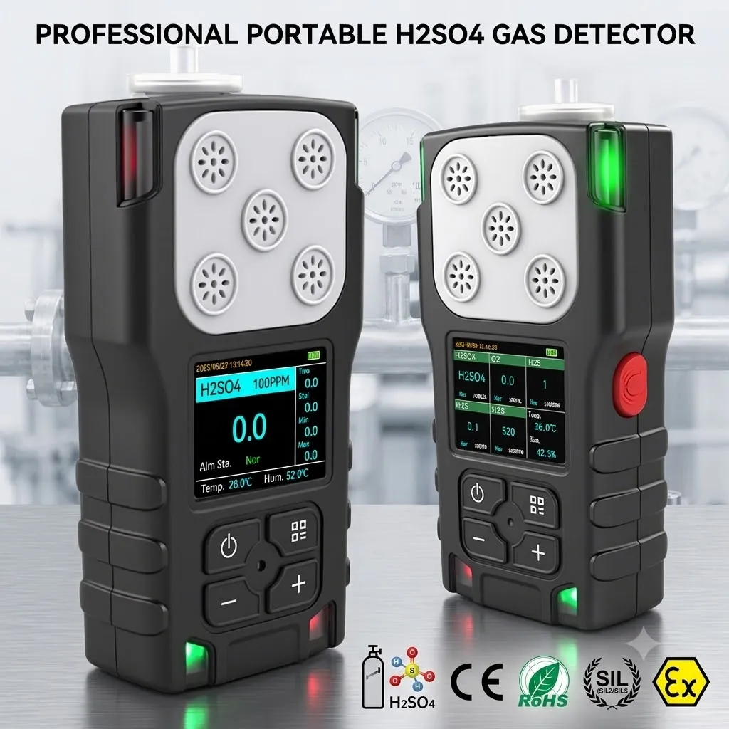 Industrial H2SO4 sulfuric acid gas detector real-time concentration display