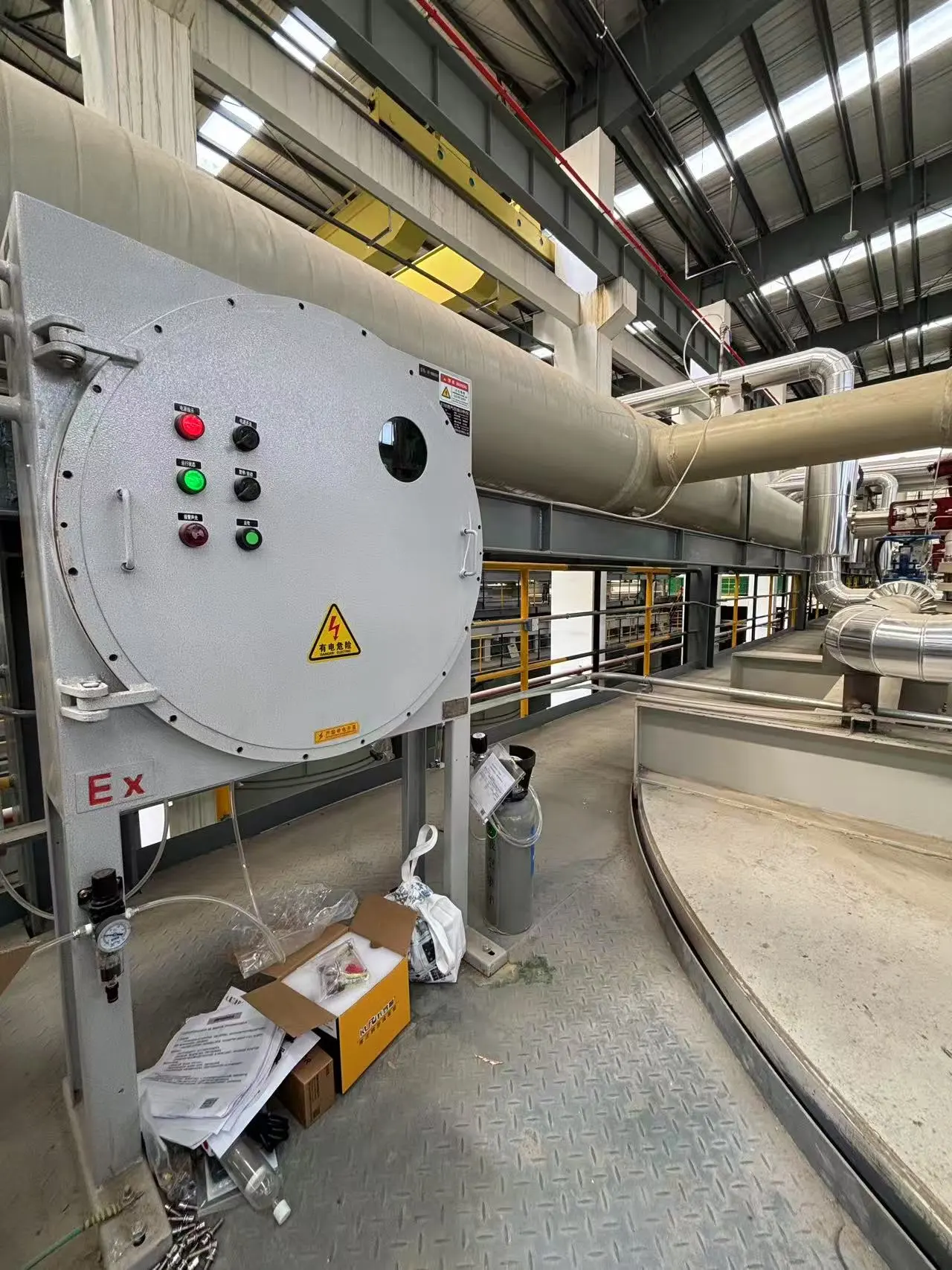 Skyeaglee Explosion-Proof Sample Conditioning System installed alongside high-risk industrial pipelines