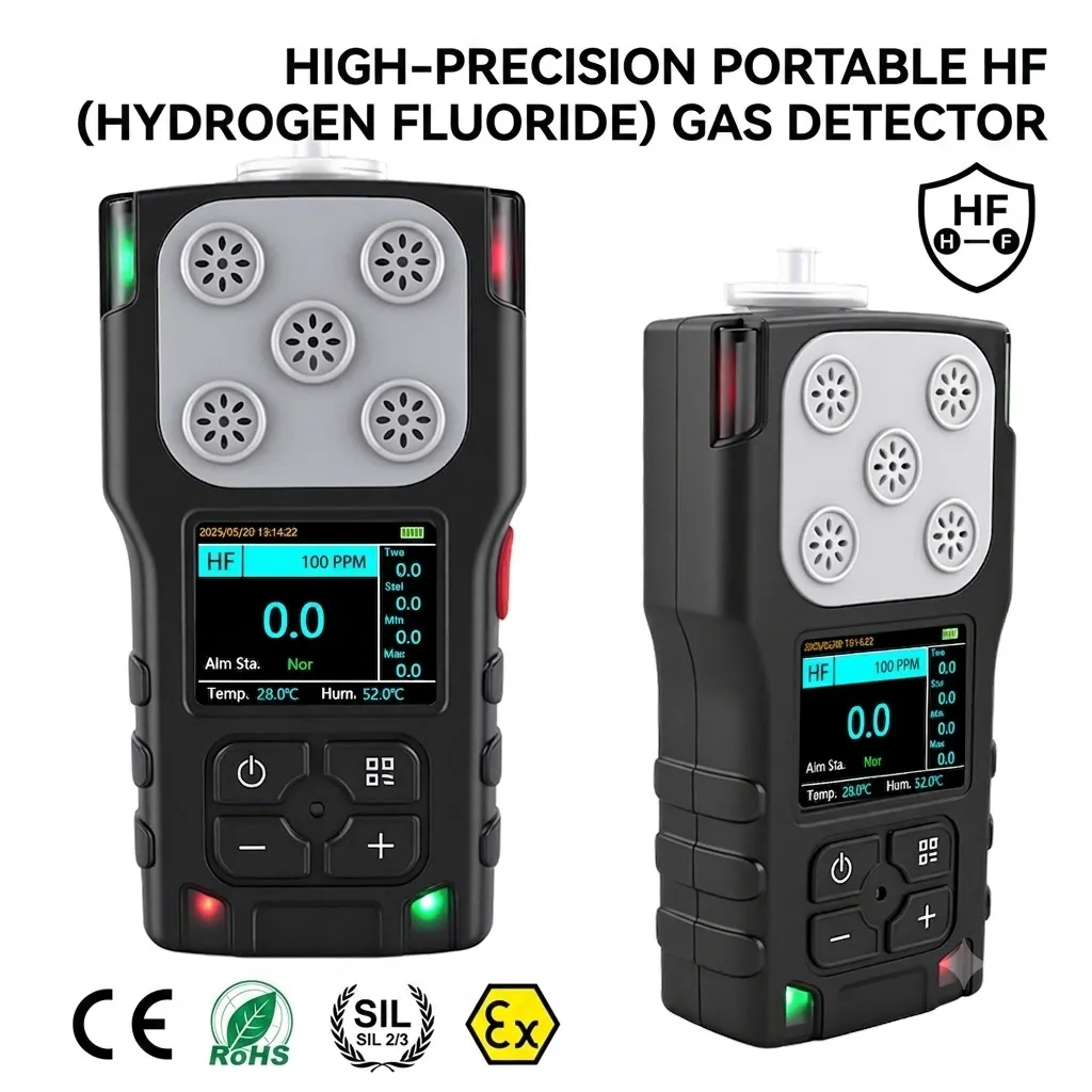 Handheld Portable HF Hydrogen Fluoride Gas Detector Front Back With SIL2 Ex Certification