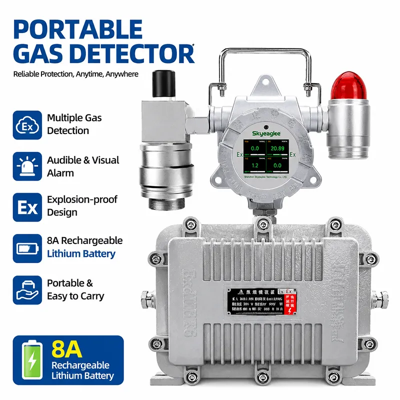 Skyeaglee portable gas detector main view with multiple gas detection and explosion proof design