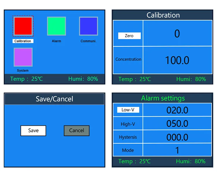 H2S Detector Calibration Menu